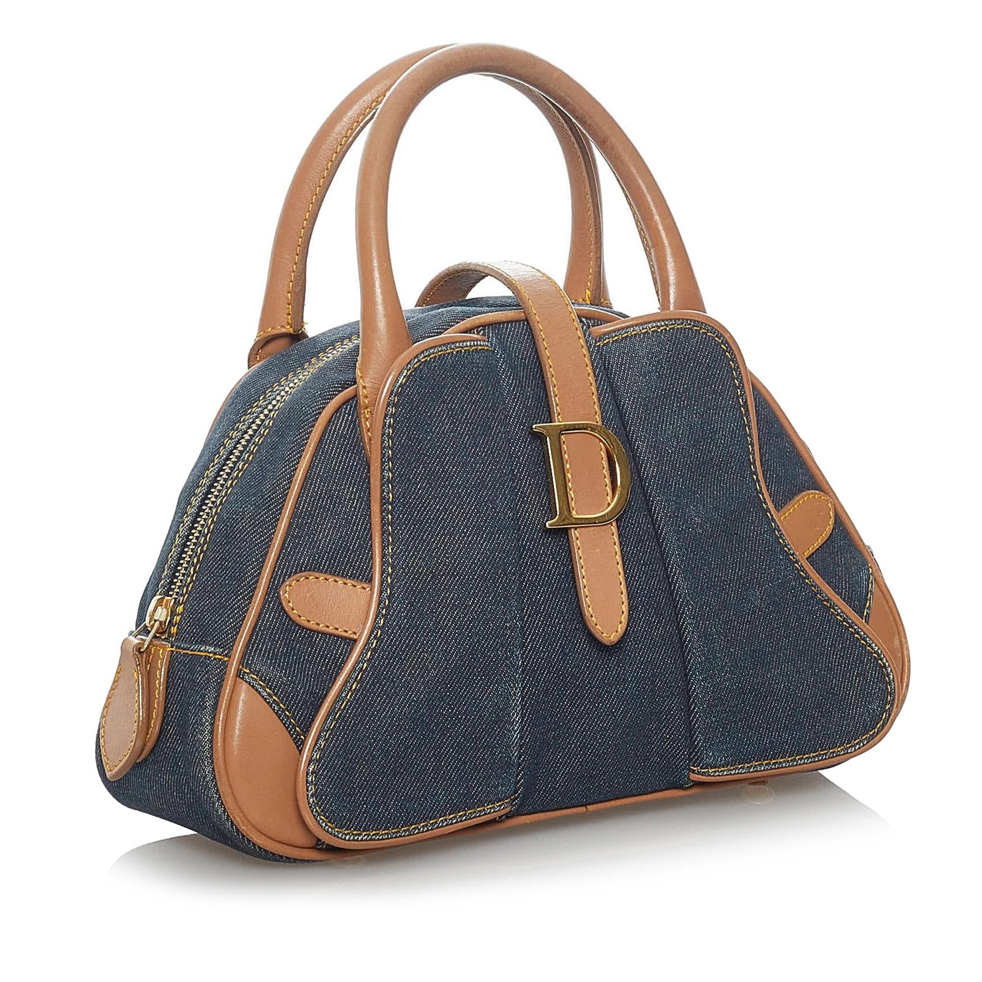 Dior Double Saddle Dome Bag Shg Denim Satchel Bag