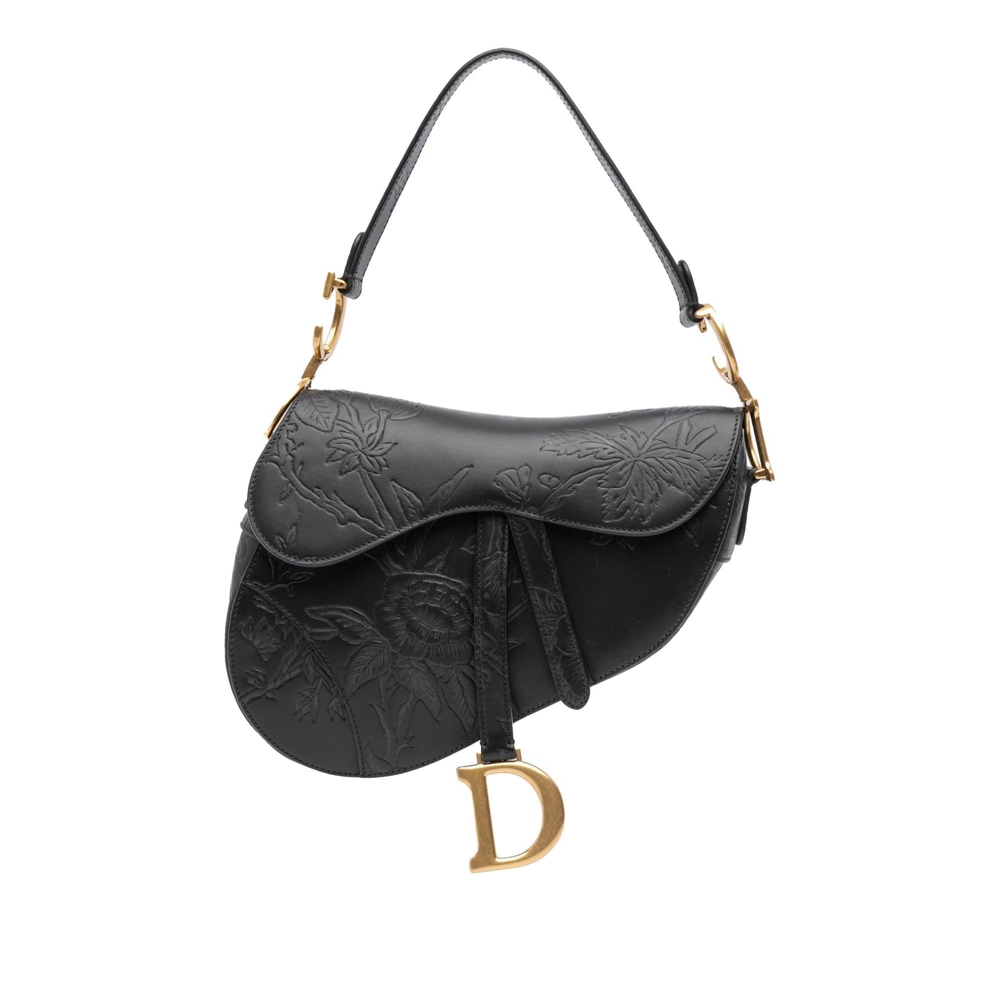 Dior Calfskin Jardin Botanique Saddle Bag Embossed Satchel Bag