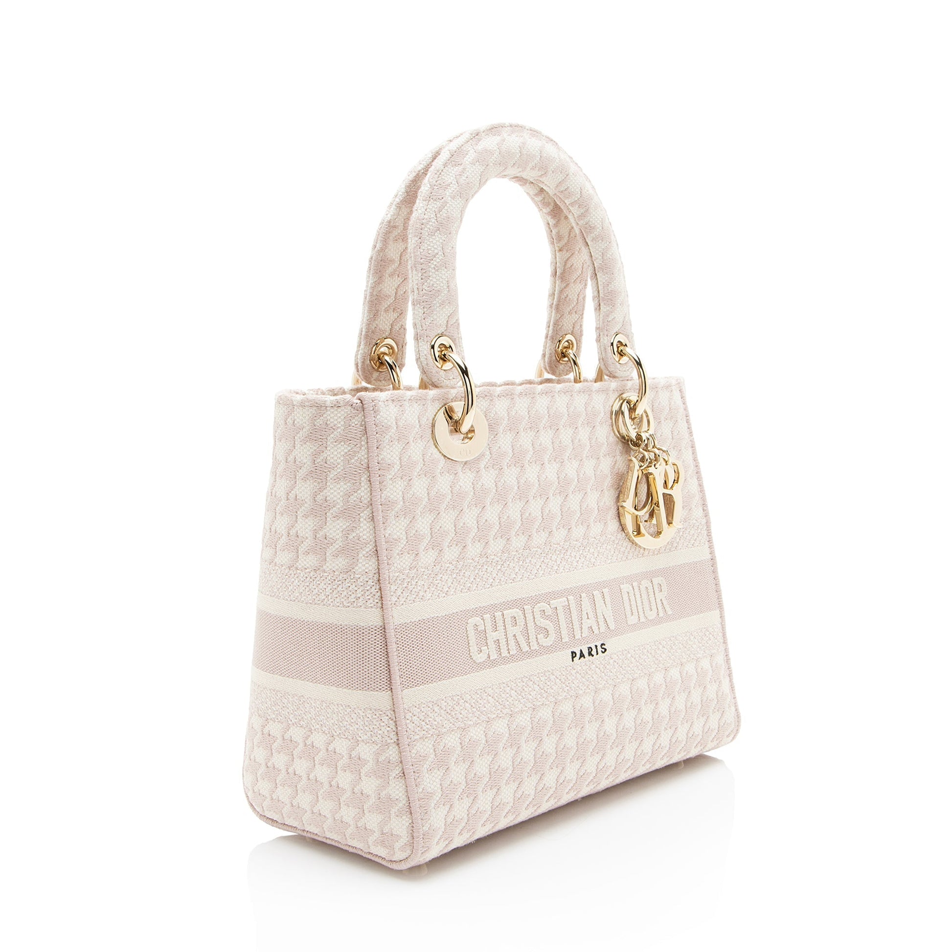 Dior Houndstooth Lady Lite Tote Canvas Medium Embroidered Tote Bag