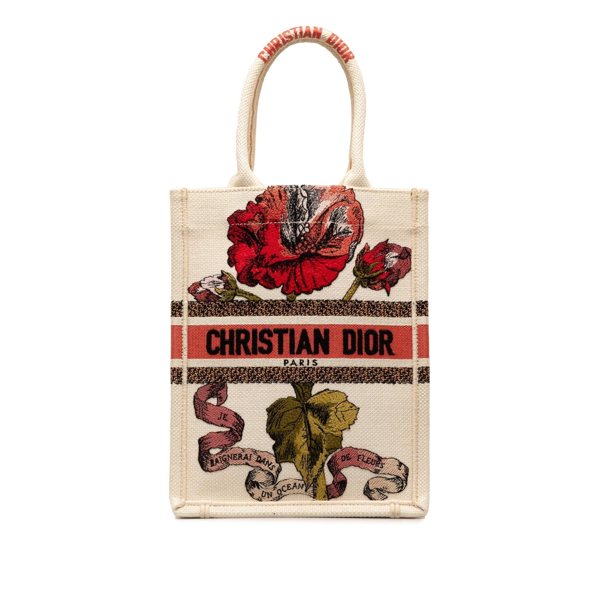 Dior Fleurs Bibliques Embroidery Vertical Book Tote Shg Lstwkg Tote Bag