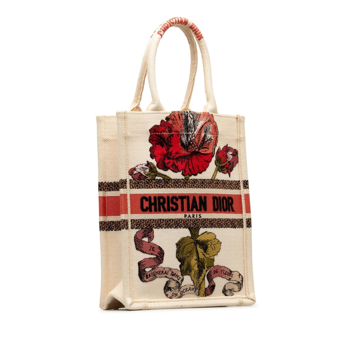 Dior Fleurs Bibliques Embroidery Vertical Book Tote Shg Lstwkg Tote Bag
