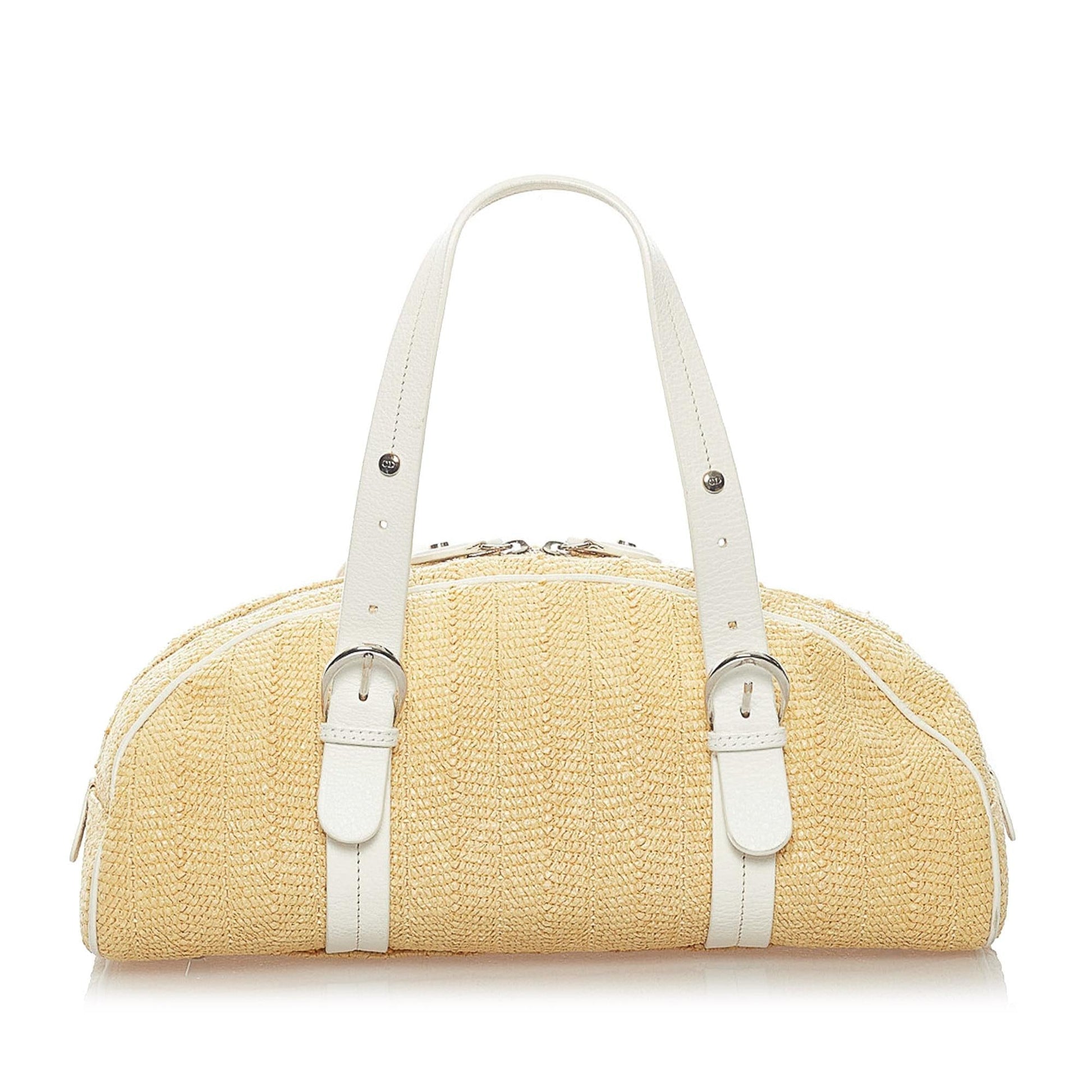 Dior Floral Handbag Shg Raffia Satchel Bag
