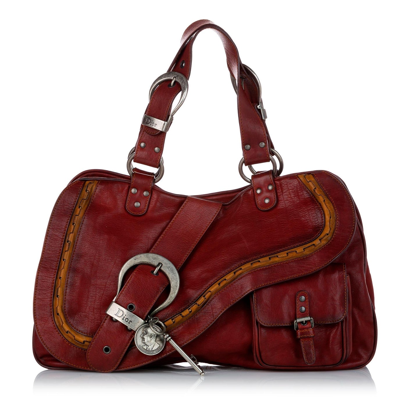 Dior Gaucho Saddle Handbag Shg Leather Satchel Bag
