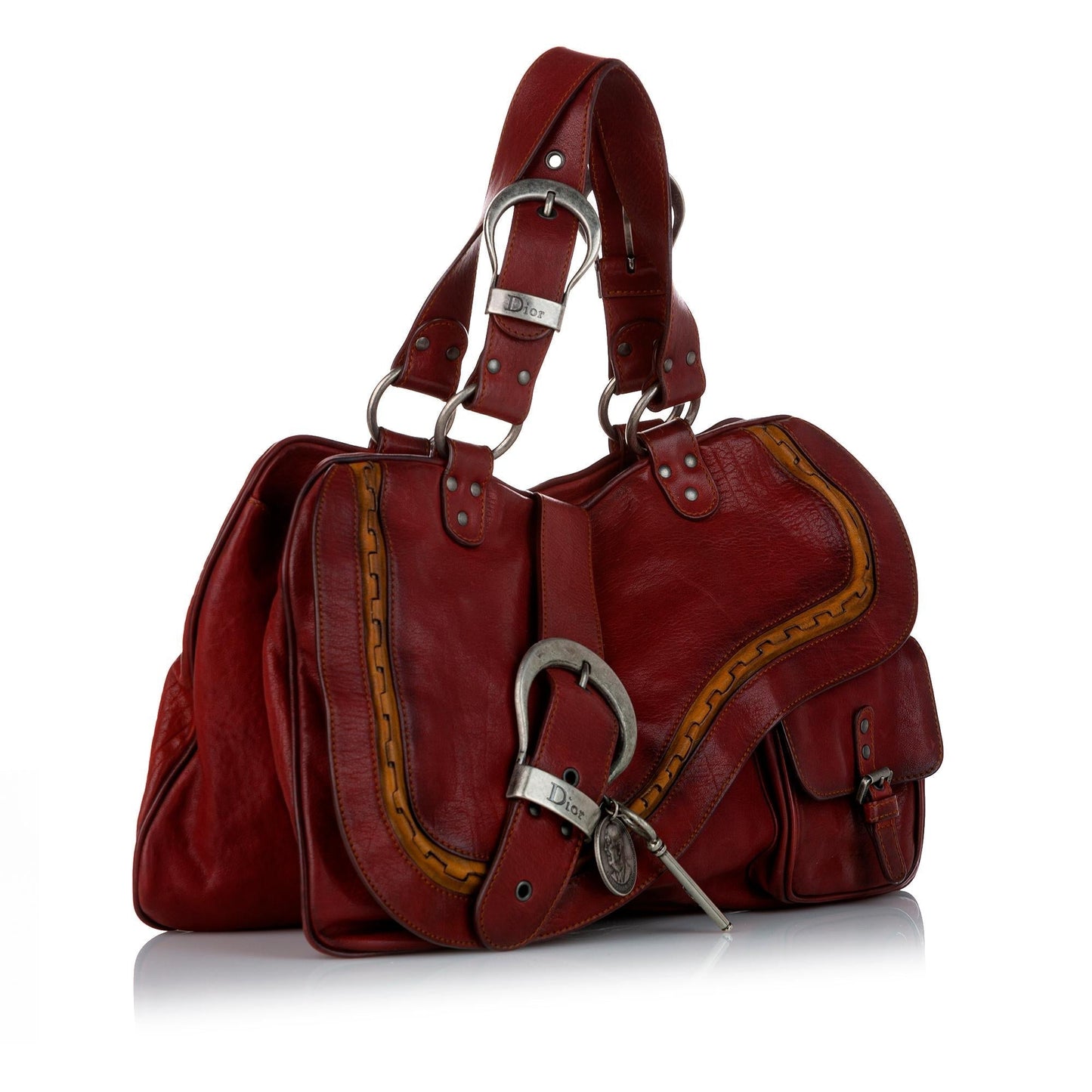 Dior Gaucho Saddle Handbag Shg Leather Satchel Bag