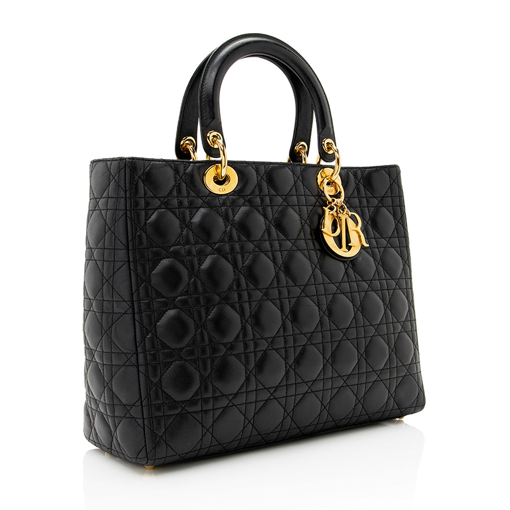 Dior Lady Tote Shf Lambskin Large Tote Bag