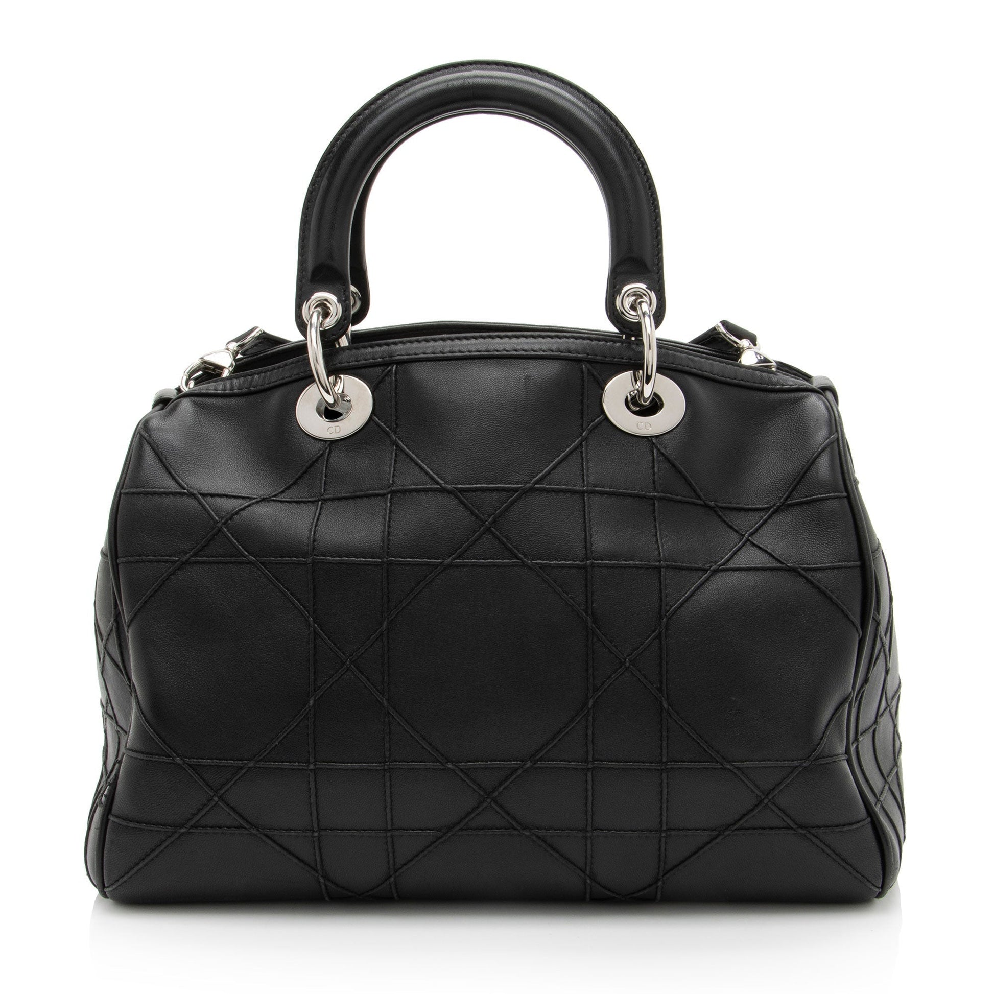 Dior Cannage Granville Polochon Satchel Leather Lambskin Satchel Bag