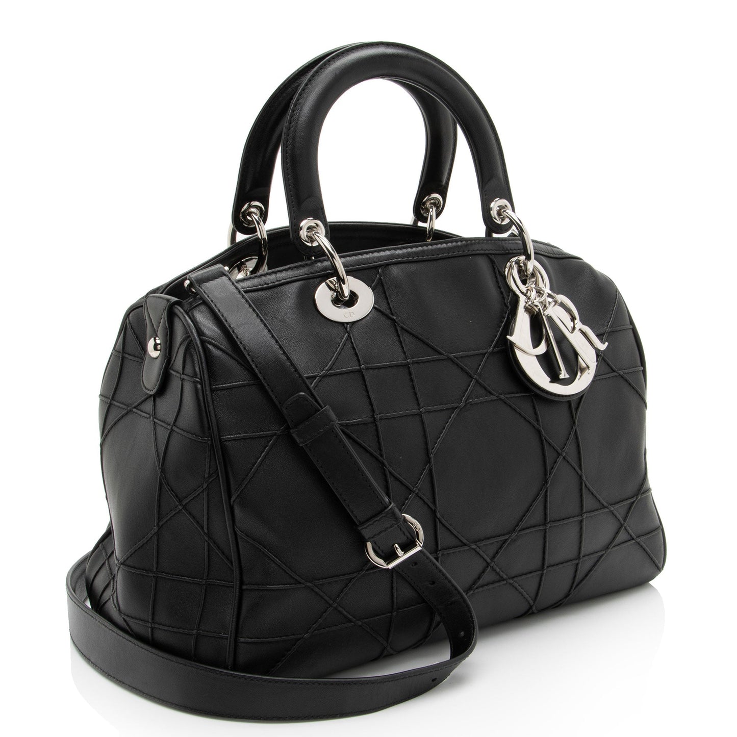 Dior Cannage Granville Polochon Satchel Leather Lambskin Satchel Bag