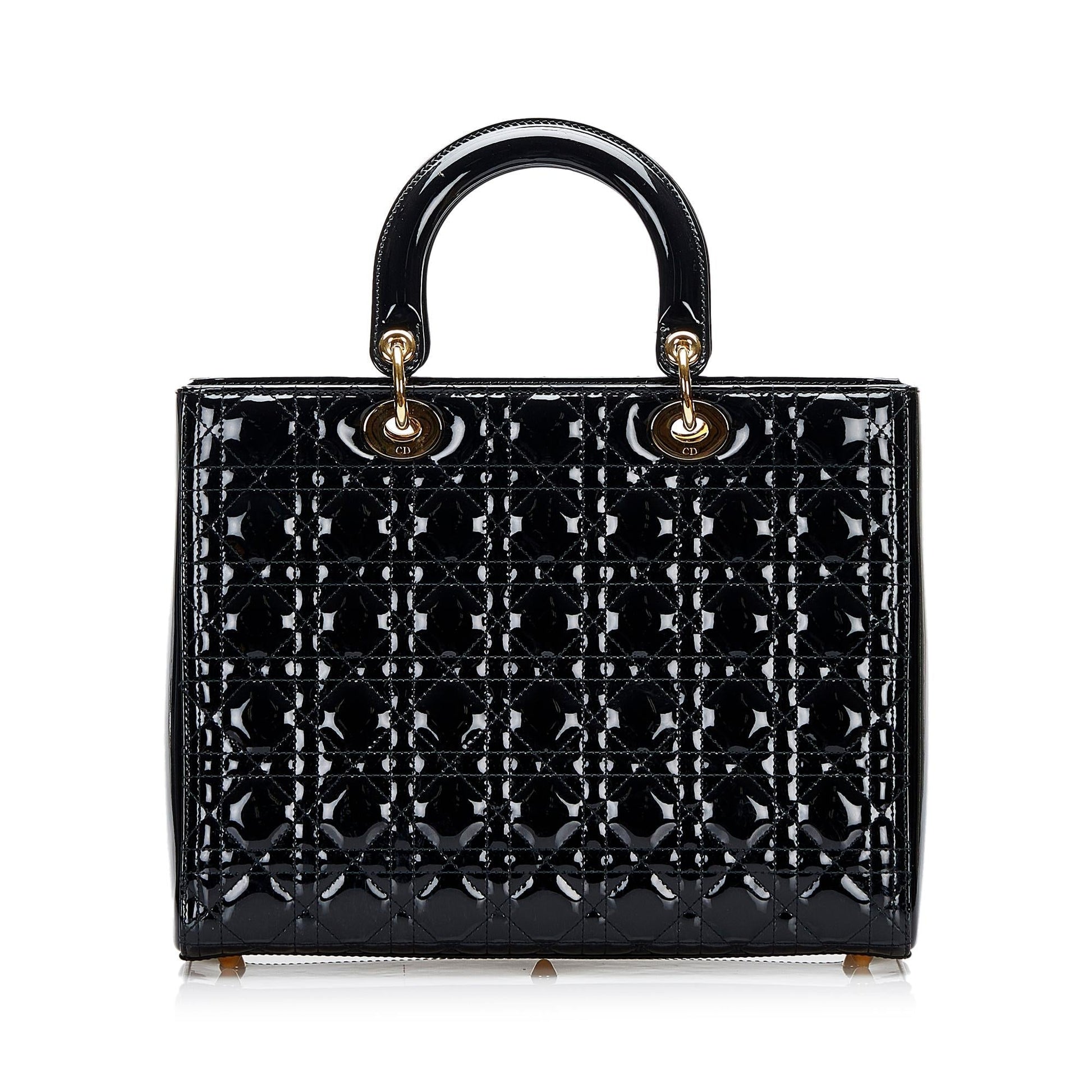 Dior Cannage Lady Shg 9I0Wks Satchel Bag Patent Large