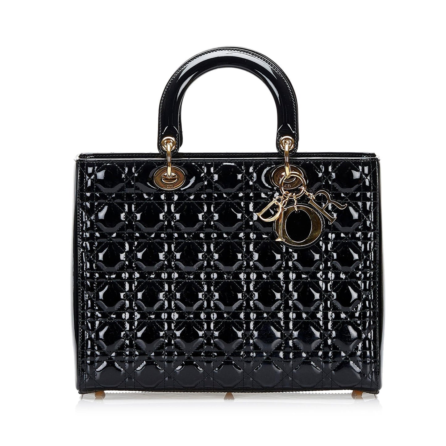 Dior Cannage Lady Shg 9I0Wks Satchel Bag Patent Large