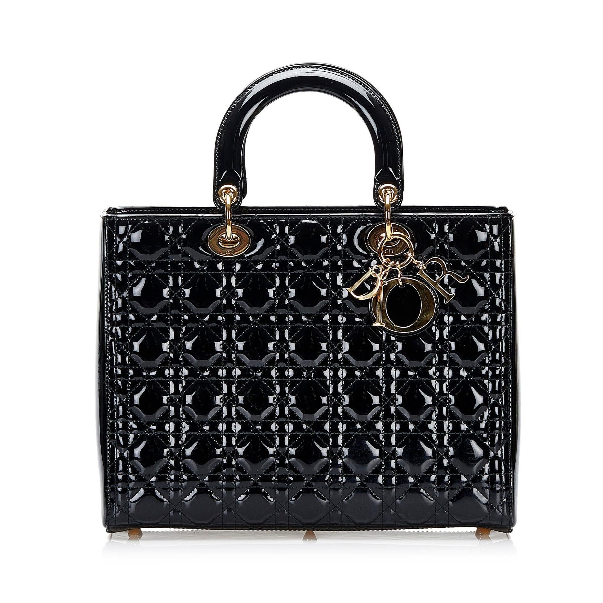 Dior Cannage Lady Shg 9I0Wks Satchel Bag Patent Large