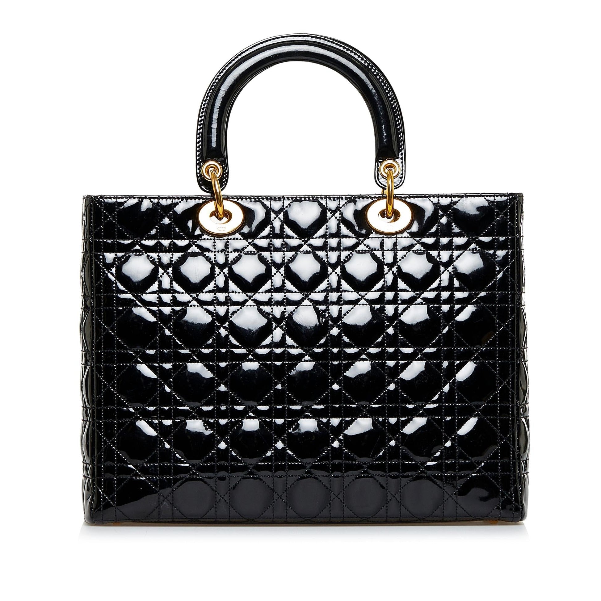Dior Cannage Lady Shg Podolt Satchel Bag Patent Large