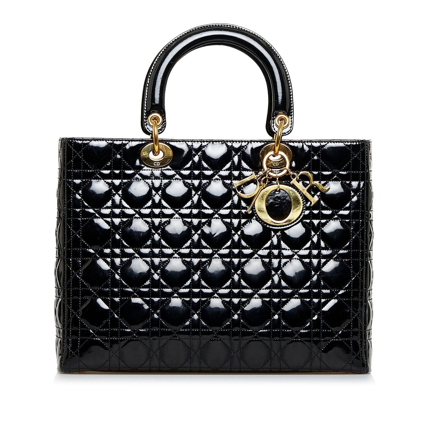 Dior Cannage Lady Shg Podolt Satchel Bag Patent Large