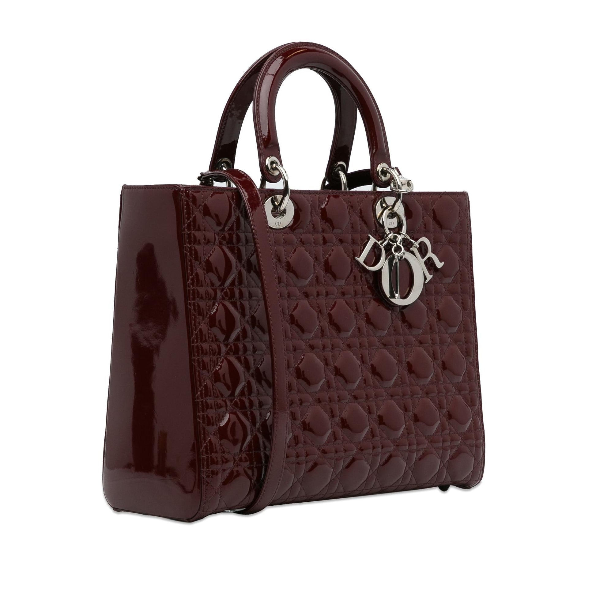 Dior Cannage Lady Shg P4Tbsk Satchel Bag Patent Large