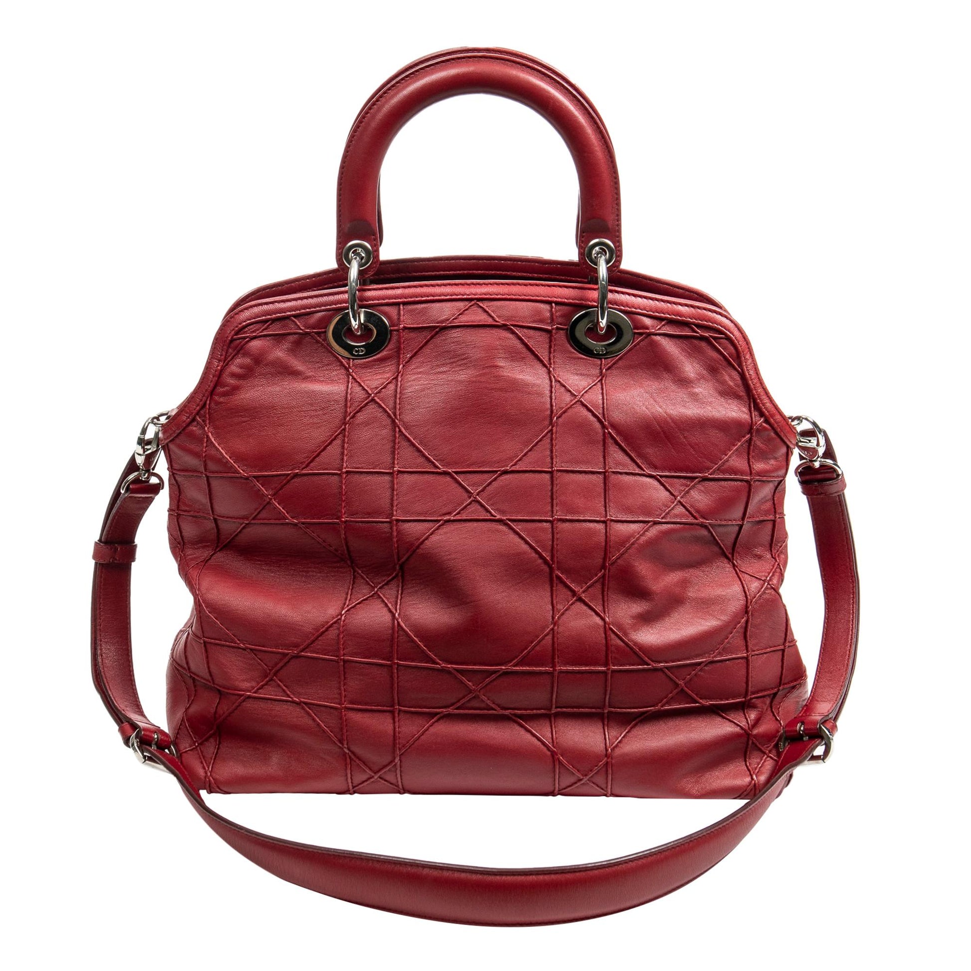 Dior Cannage Polochon Granville Shg 7Fugob Satchel Bag Large