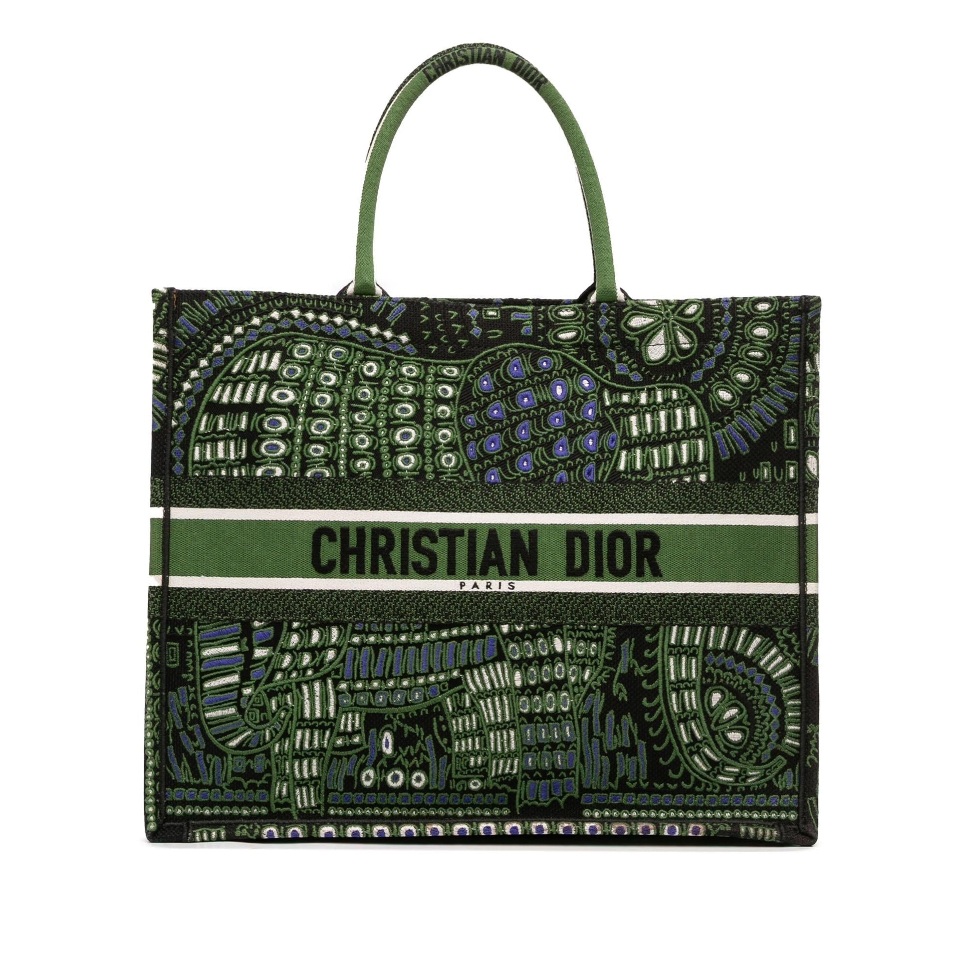 Dior Elephant Book Tote Canvas Large Embroidered Tote Bag