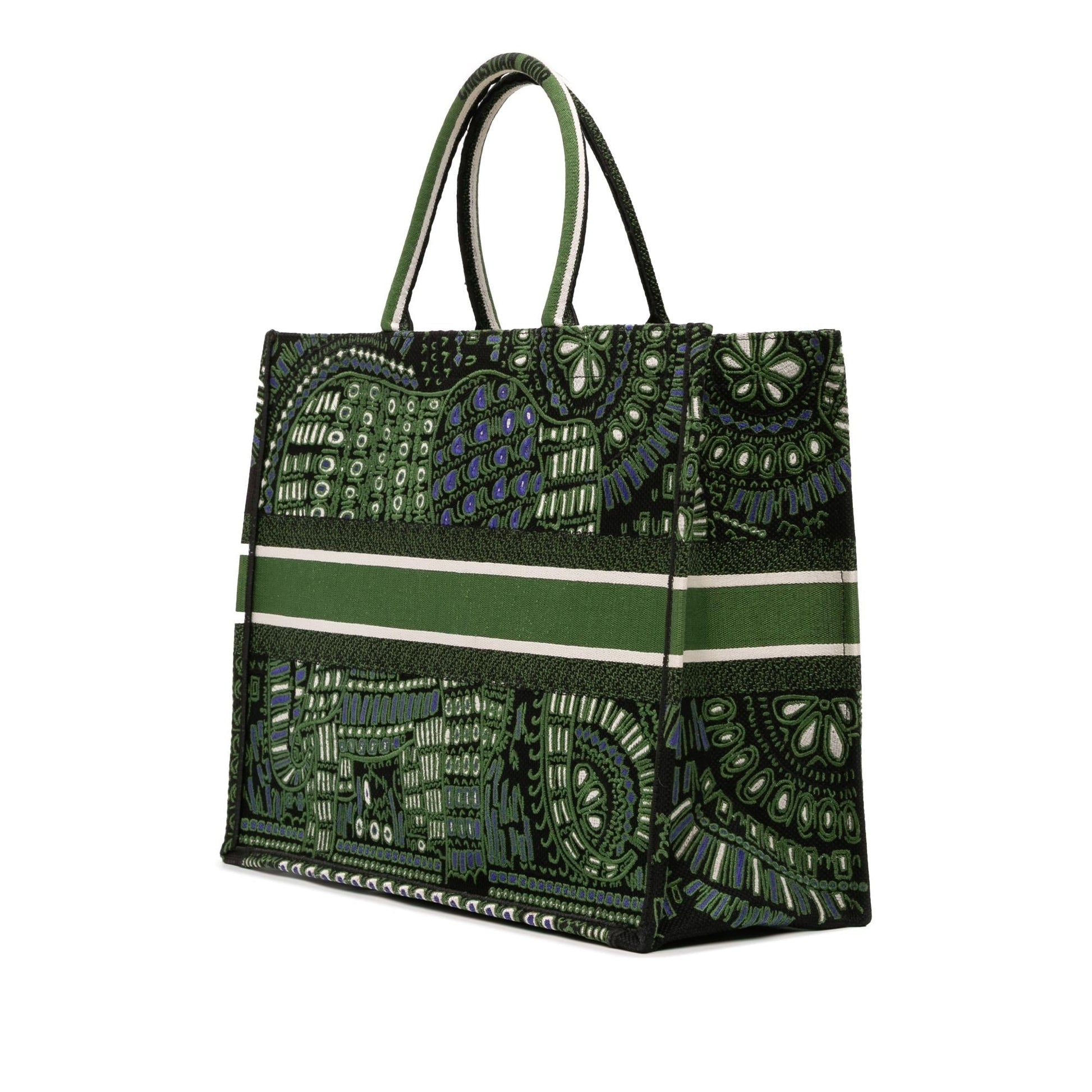 Dior Elephant Book Tote Canvas Large Embroidered Tote Bag