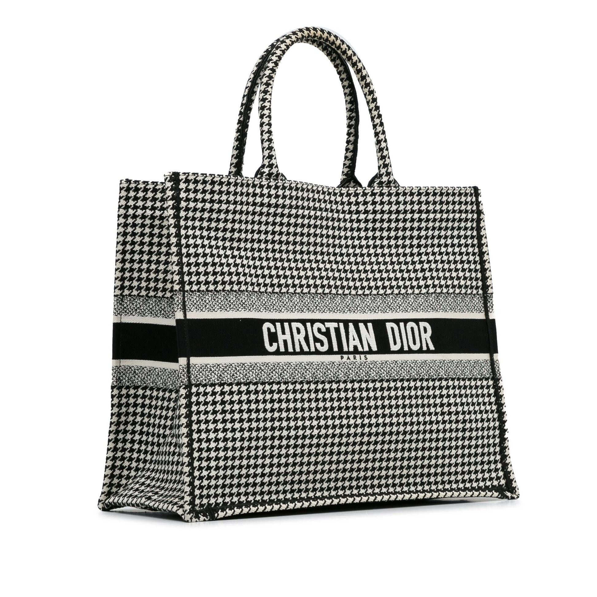 Dior Houndstooth Book Tote Canvas Large Embroidered Tote Bag Book Tote 1