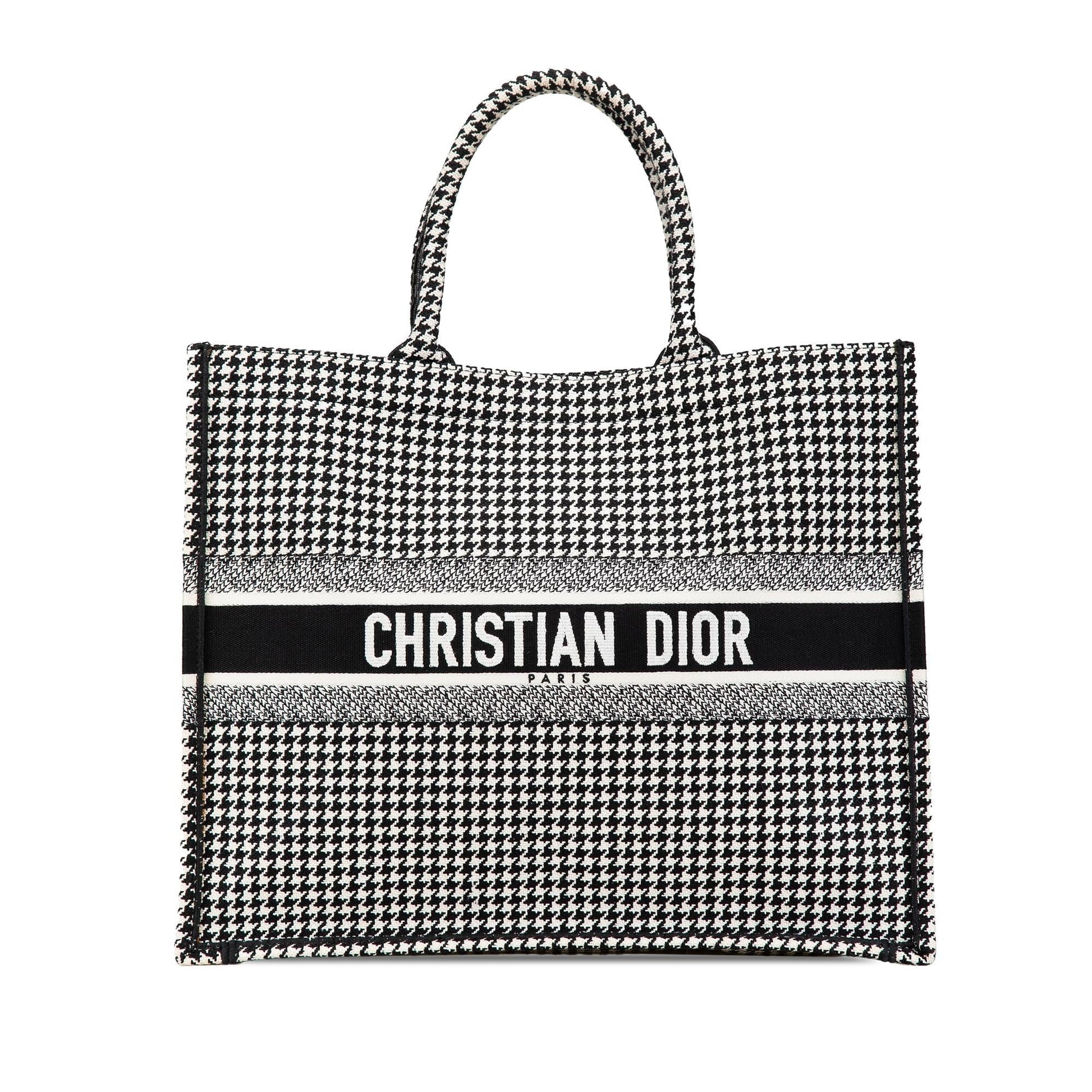 Dior Houndstooth Book Tote Canvas Large Embroidered Tote Bag Book Tote 2