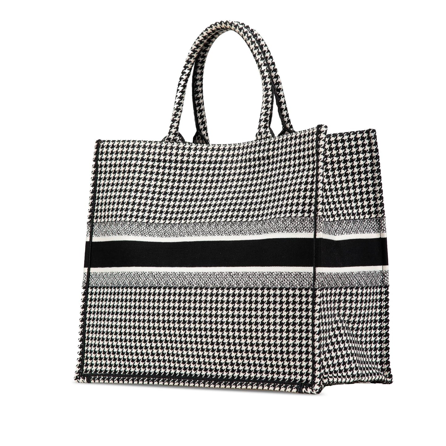 Dior Houndstooth Book Tote Canvas Large Embroidered Tote Bag Book Tote 2