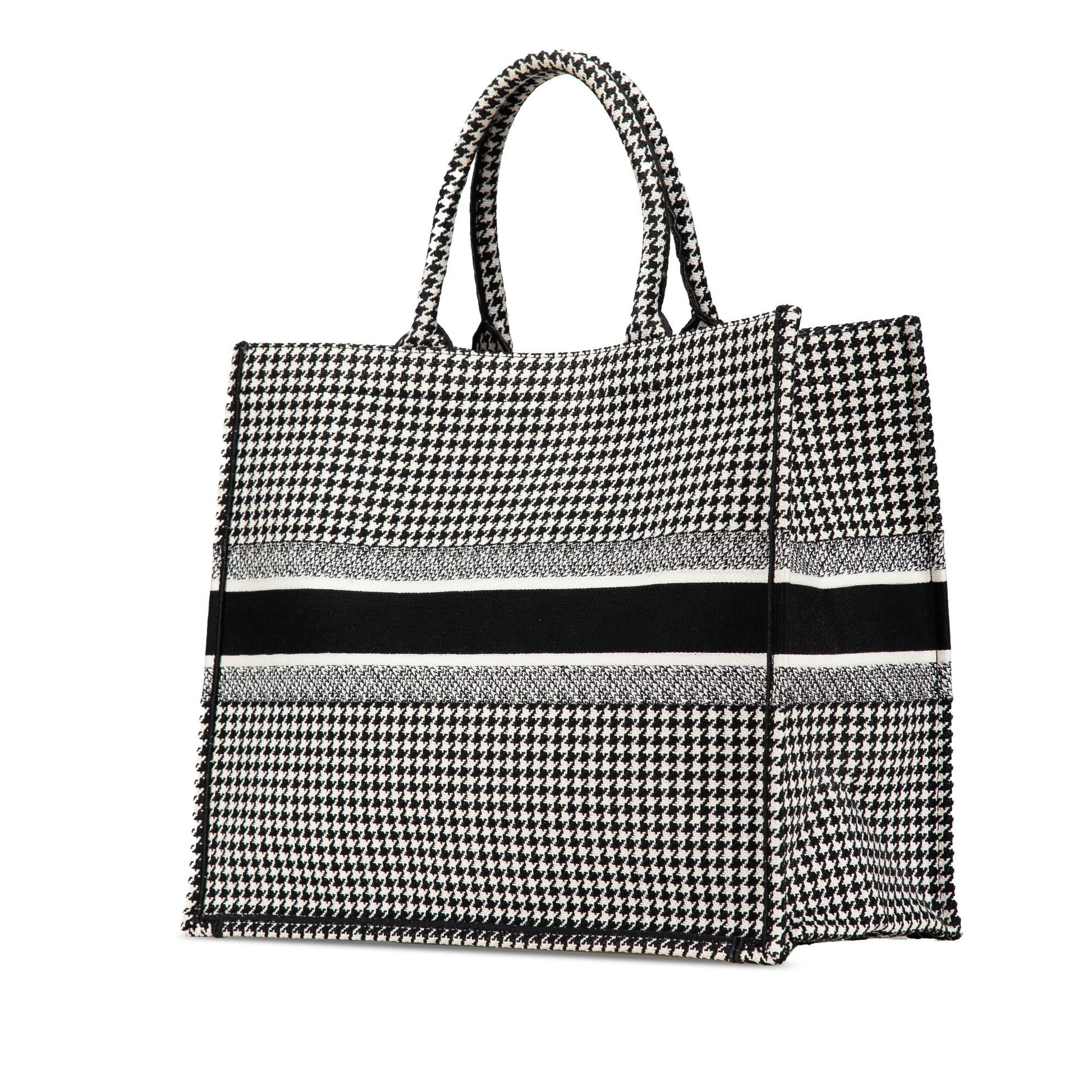 Dior Houndstooth Book Tote Canvas Large Embroidered Tote Bag Book Tote 2