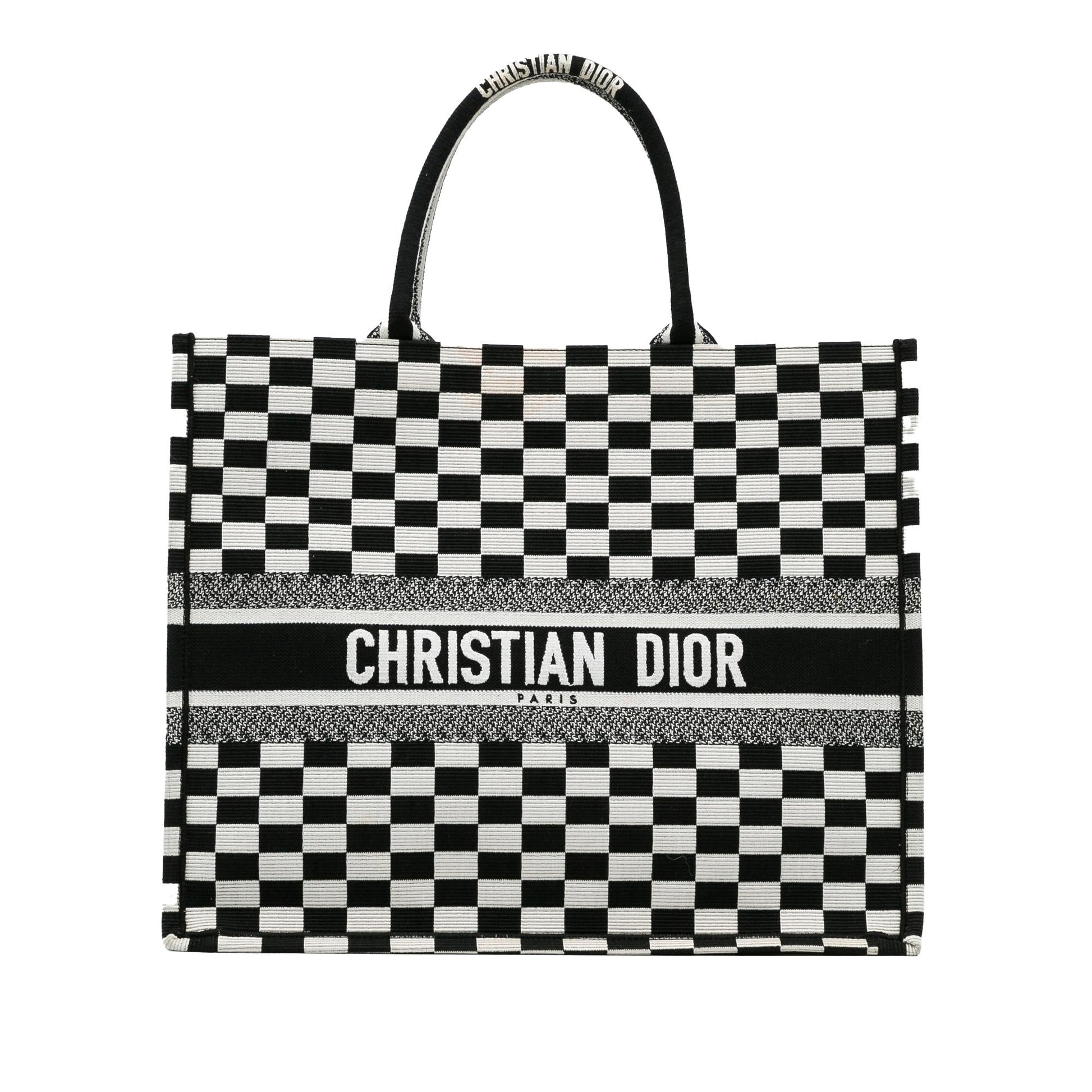 Dior Check Book Tote Shg Egffw0 Large Tote Bag