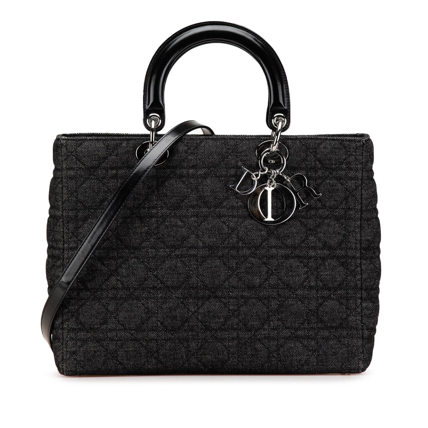 Dior Cannage Lady Satchel Bag Denim Large