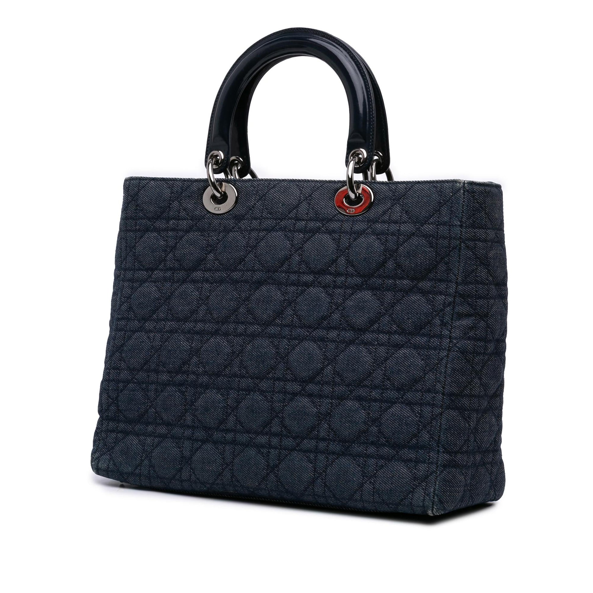 Dior Cannage Lady Satchel Bag Denim Large Lady Dior 2