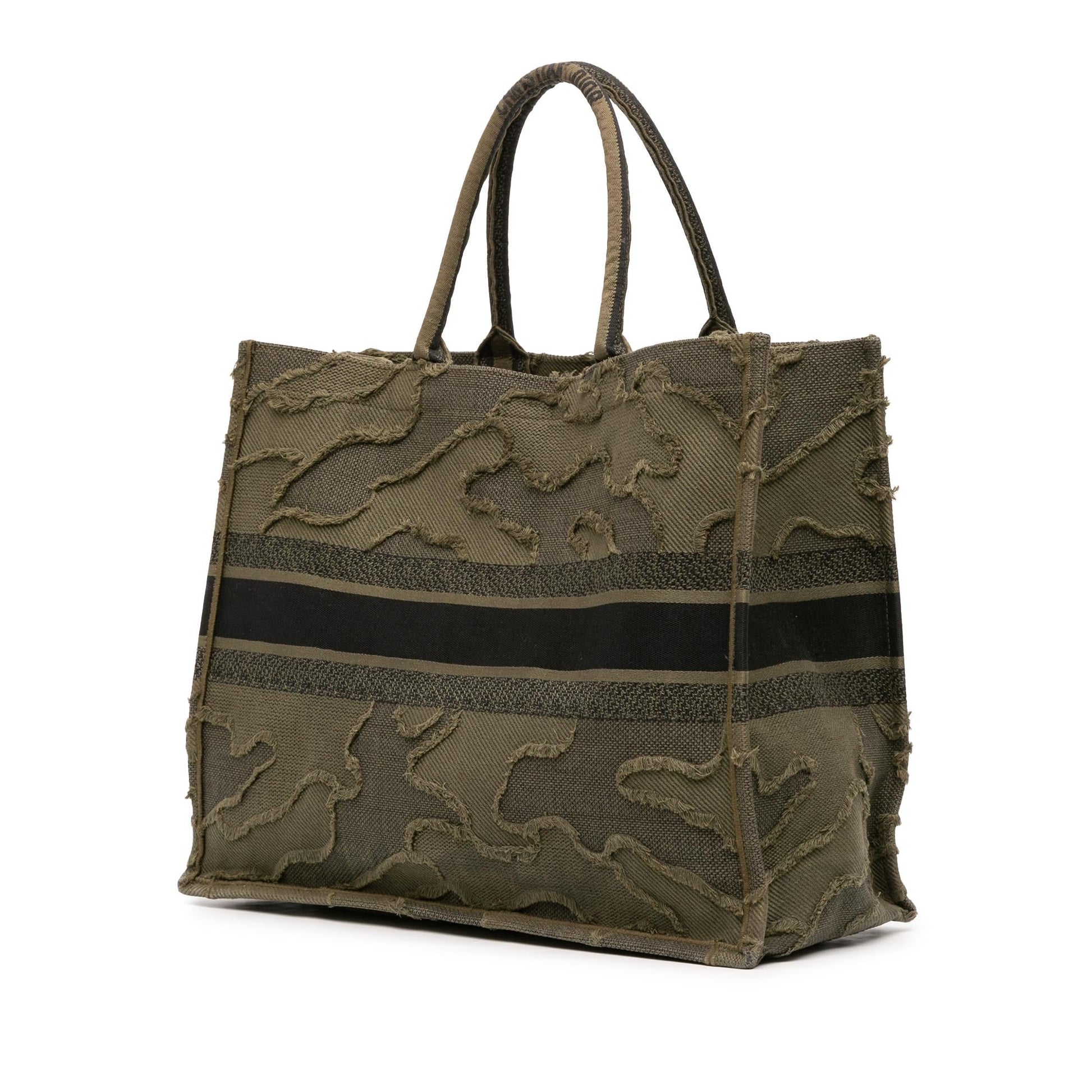 Dior Camouflage Book Tote Canvas Large Embroidered Tote Bag
