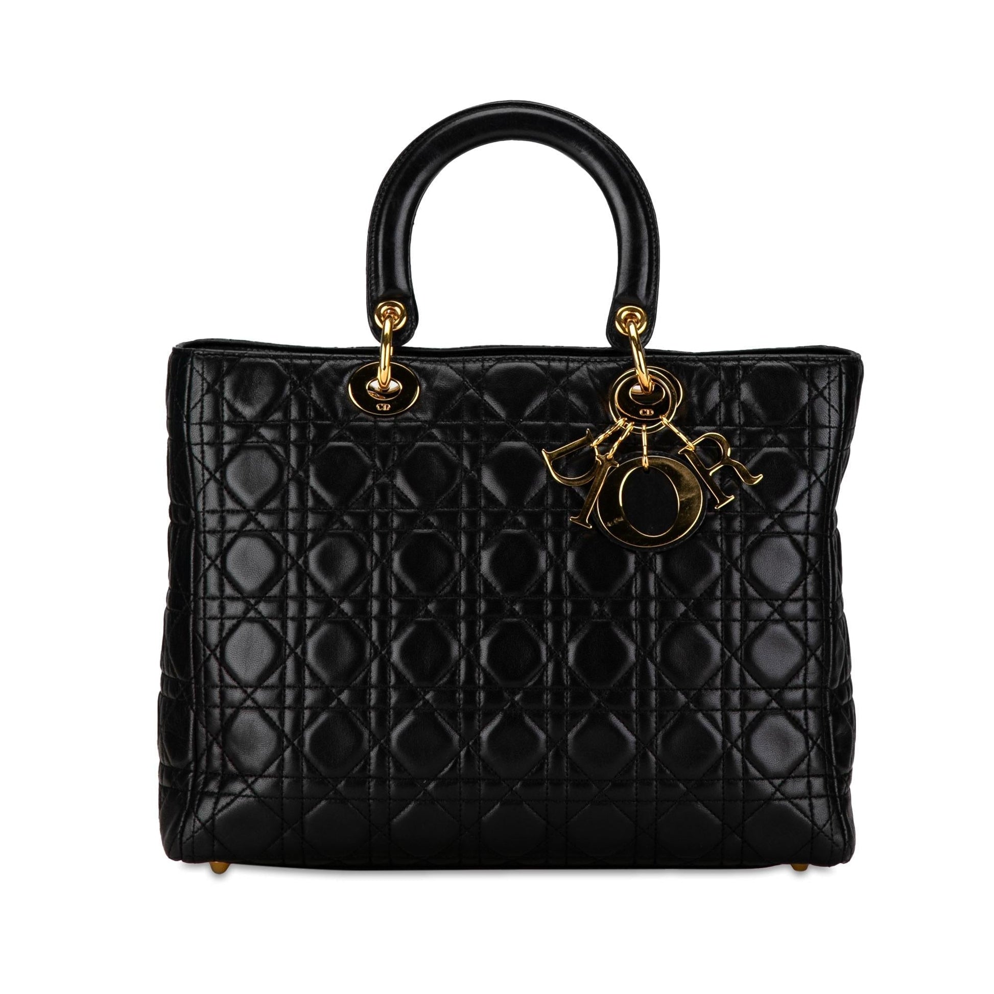 Dior Cannage Lady Shg Sqptkf Satchel Bag Lambskin Large