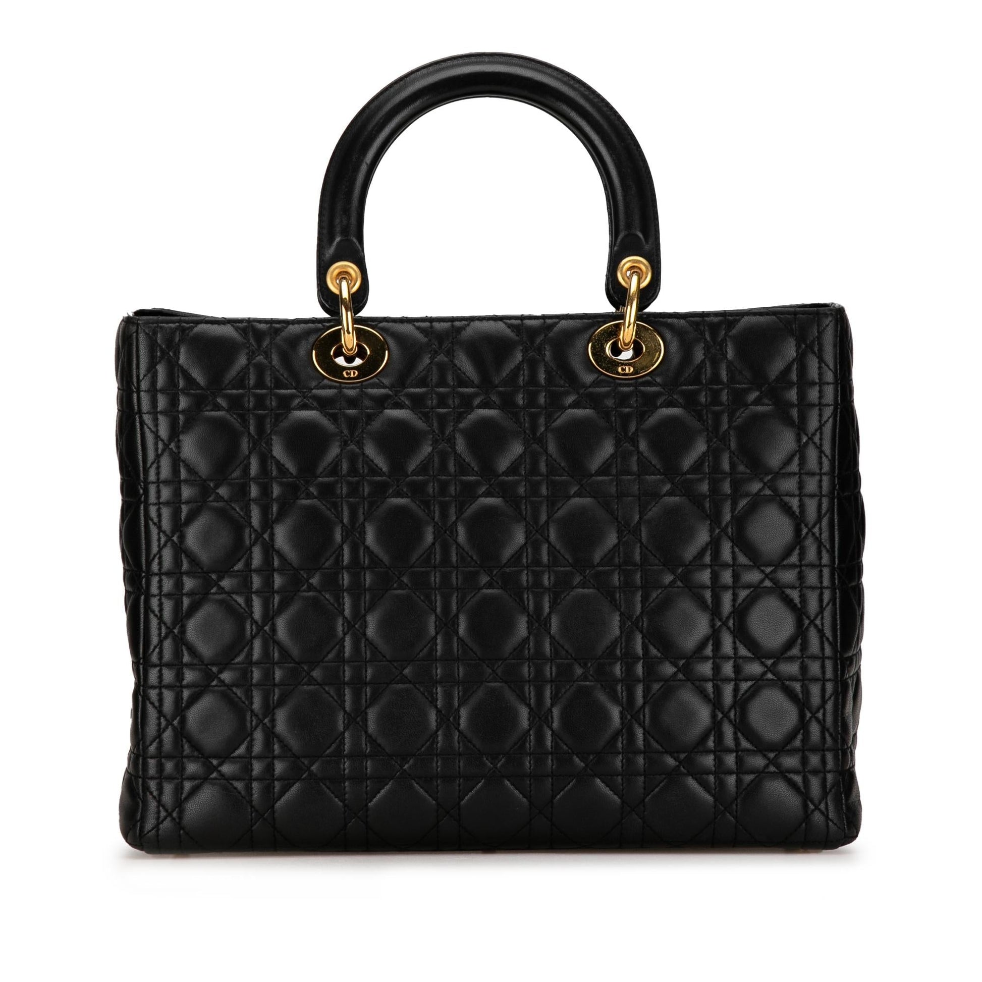 Dior Cannage Lady Shg 3Twuhi Satchel Bag Lambskin Large