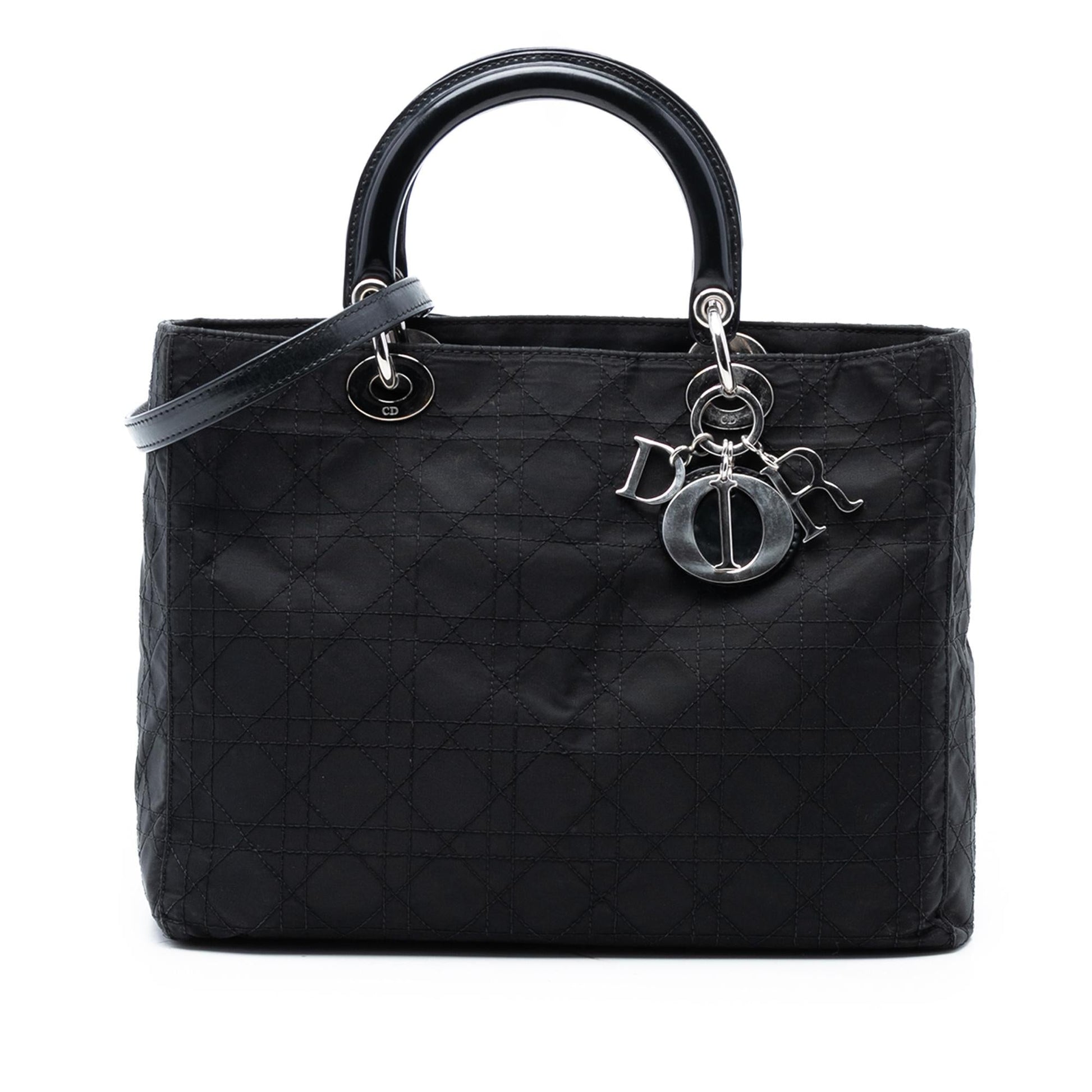 Dior Cannage Lady Satchel Bag Nylon Large