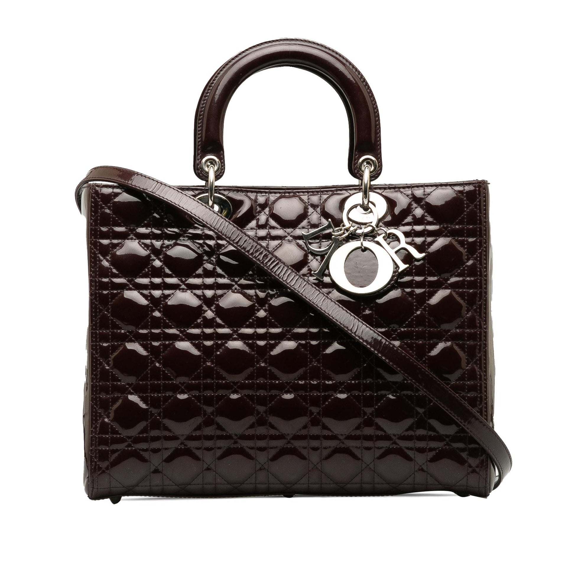 Dior Cannage Lady Shg Lkchao Satchel Bag Patent Large