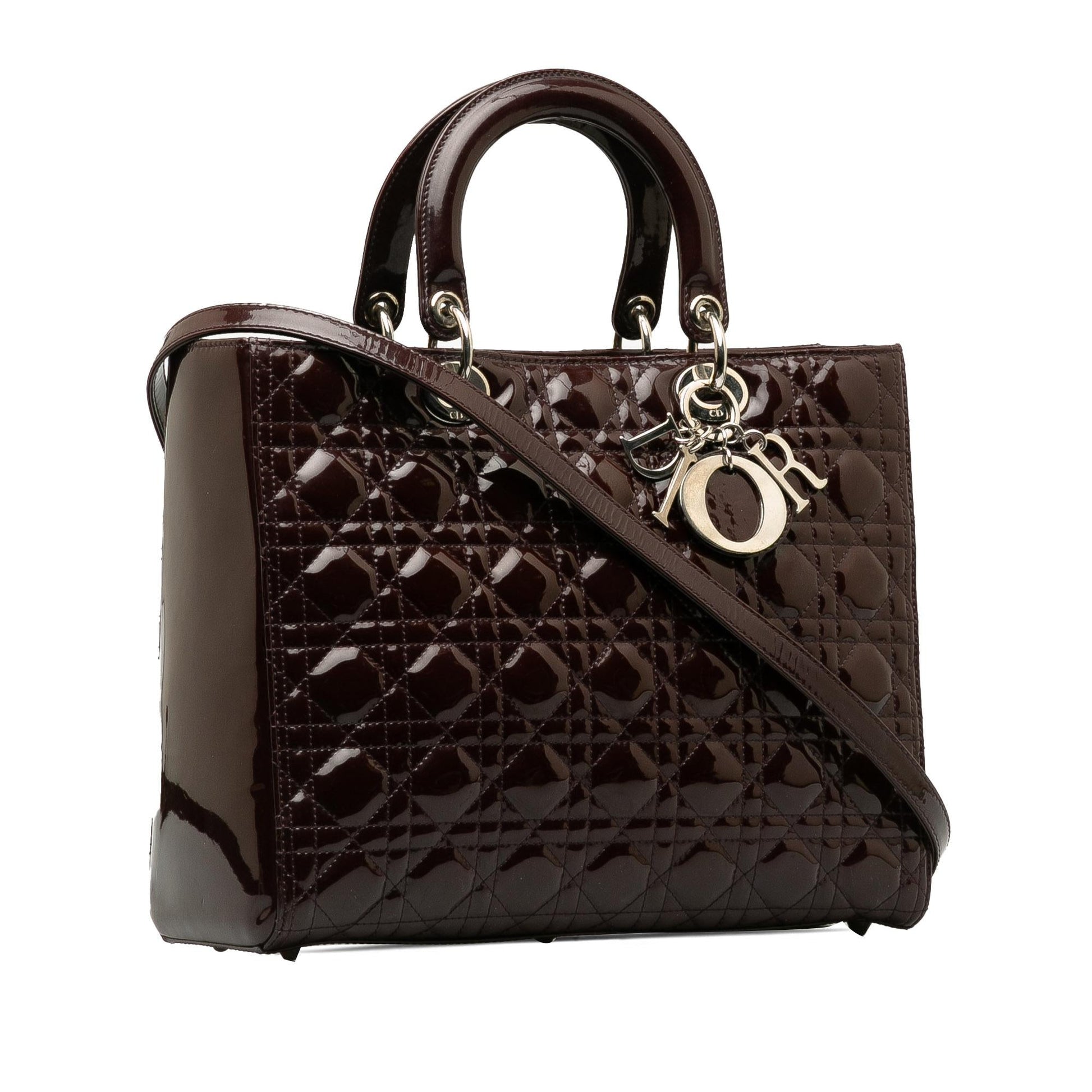 Dior Cannage Lady Shg Lkchao Satchel Bag Patent Large