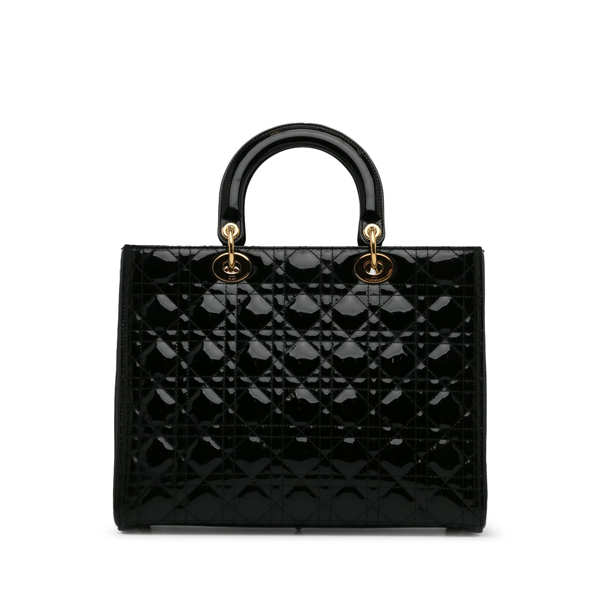 Dior Cannage Lady Shg Wcwhtr Satchel Bag Patent Large