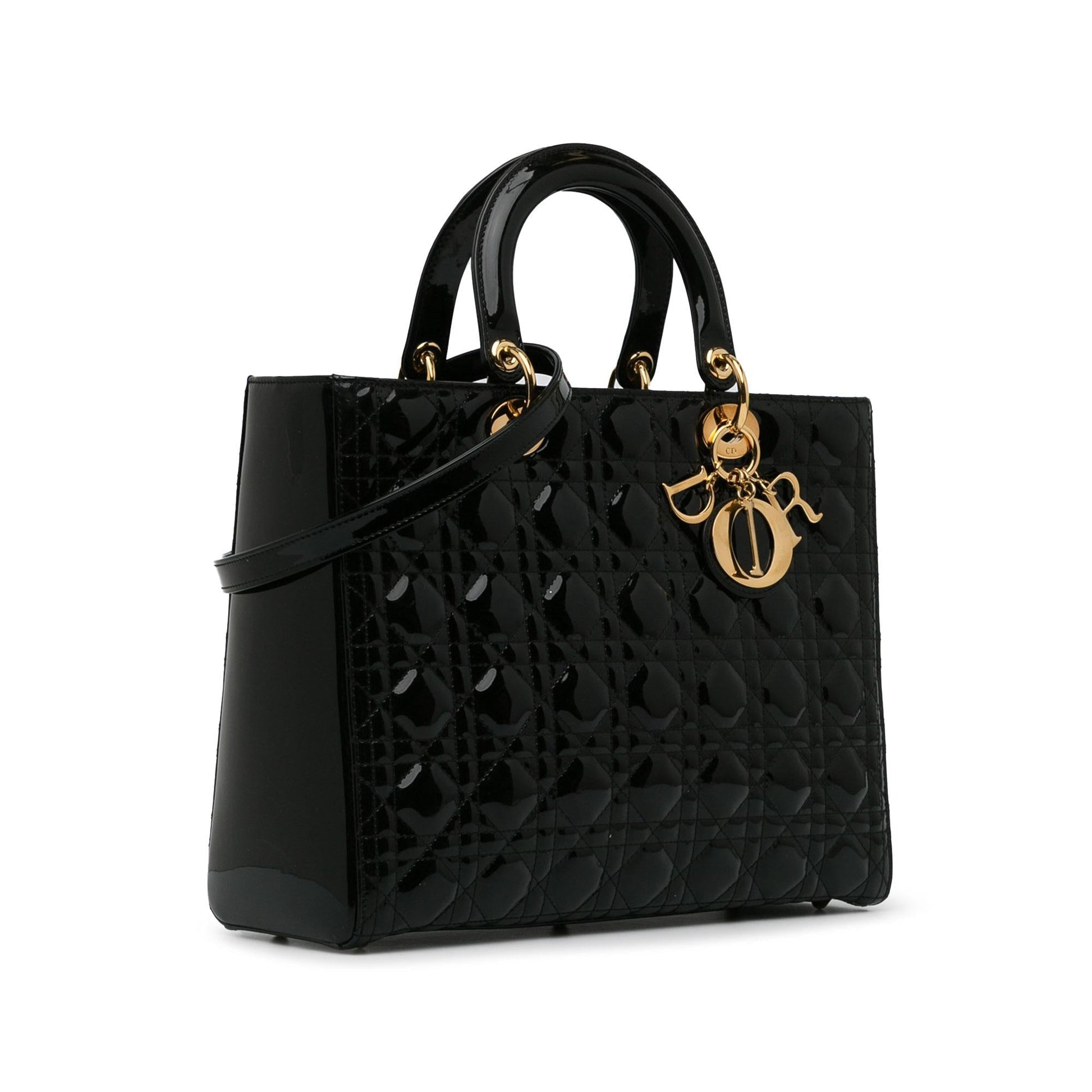Dior Cannage Lady Shg Wcwhtr Satchel Bag Patent Large