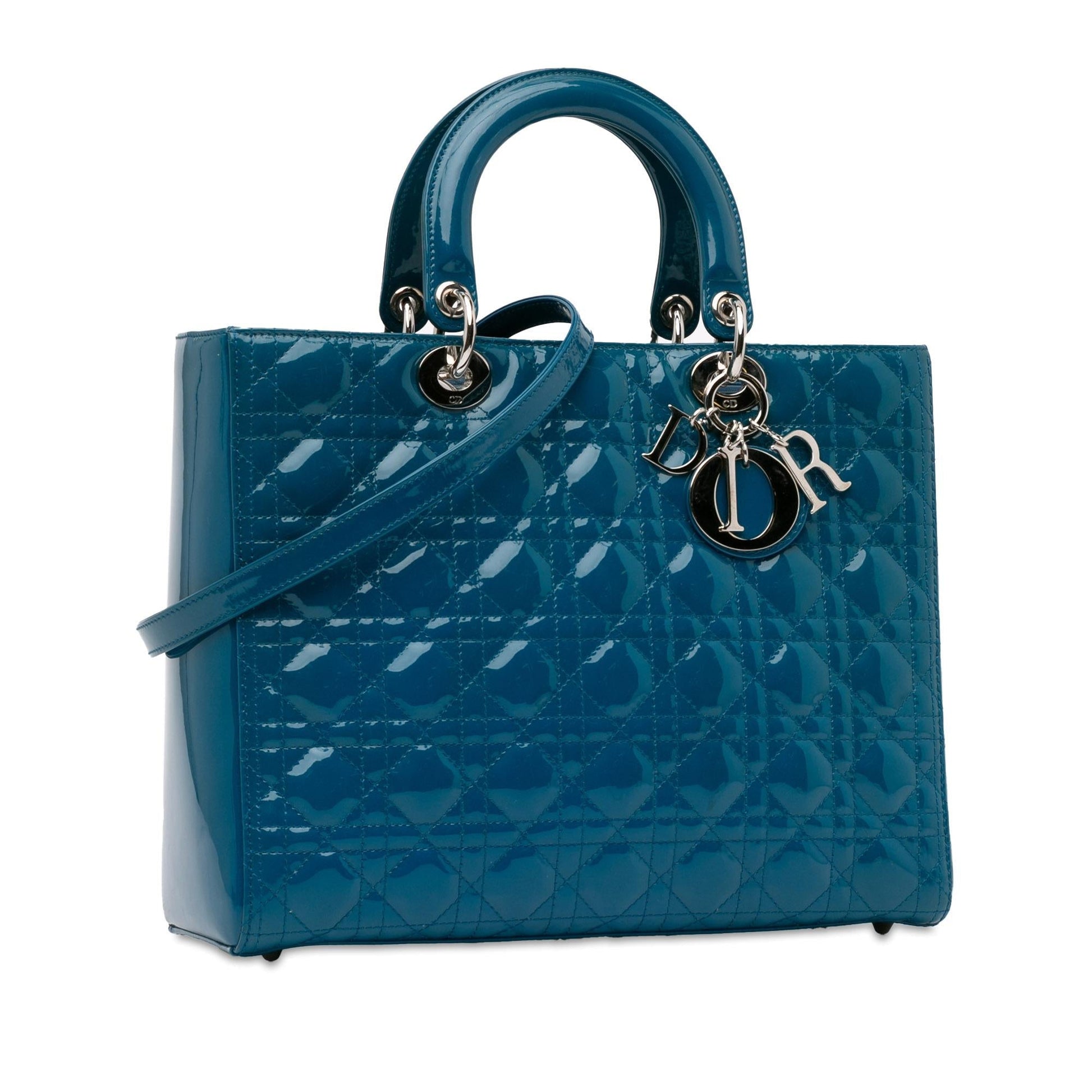 Dior Cannage Lady Shg Blmpbz Satchel Bag Patent Large