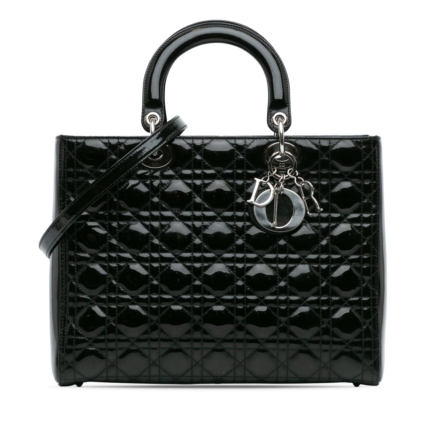 Dior Cannage Lady Shg Iawgov Satchel Bag Patent Large