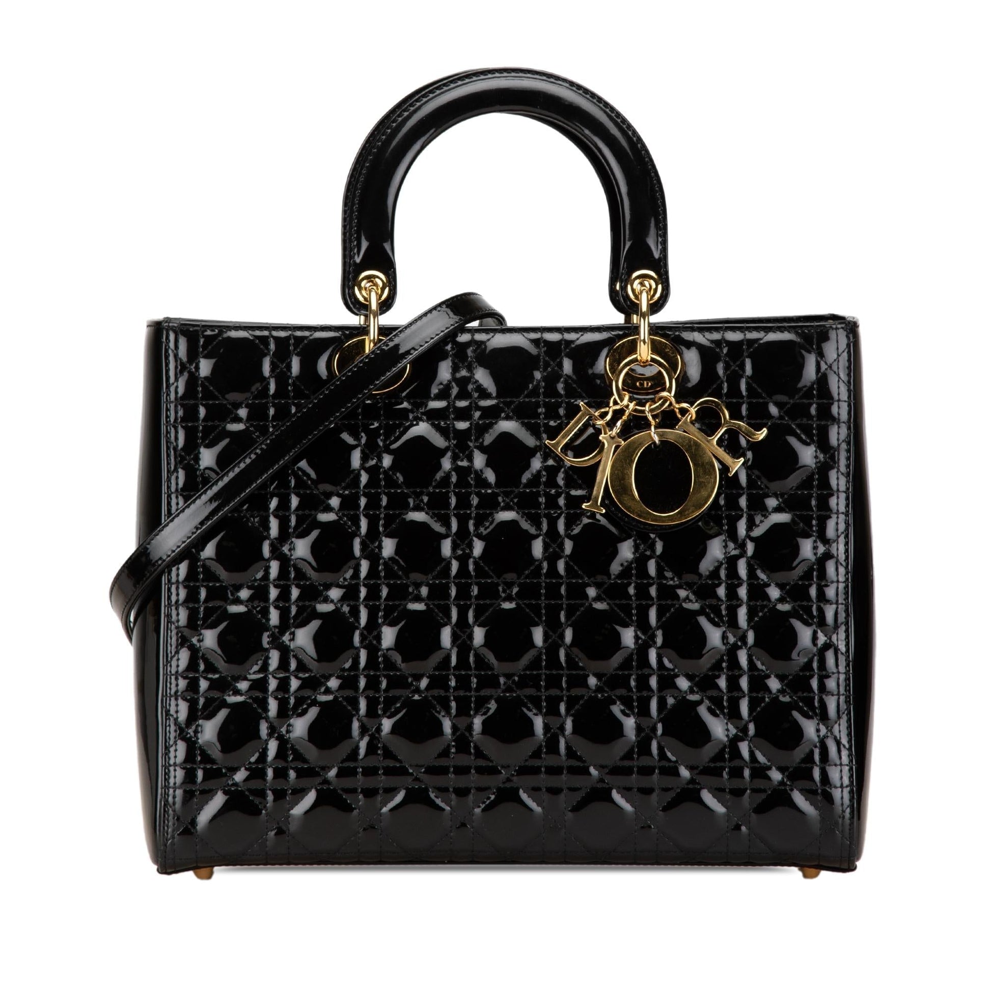 Dior Cannage Lady Shg X8F Satchel Bag Patent Large