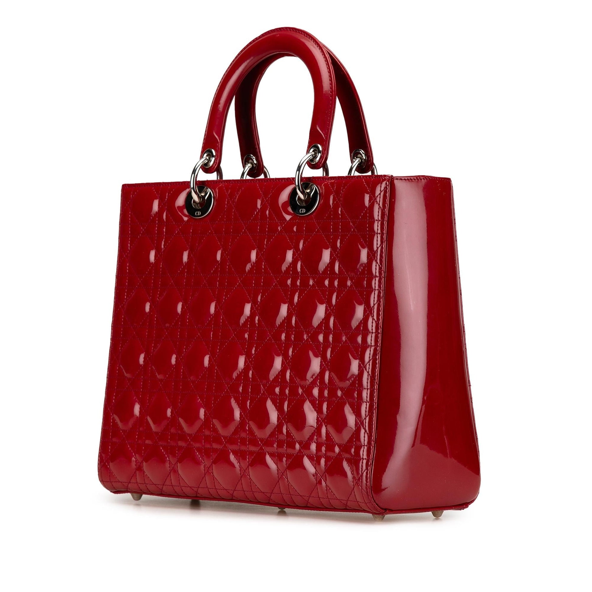 Dior Cannage Lady Satchel Bag Patent Large