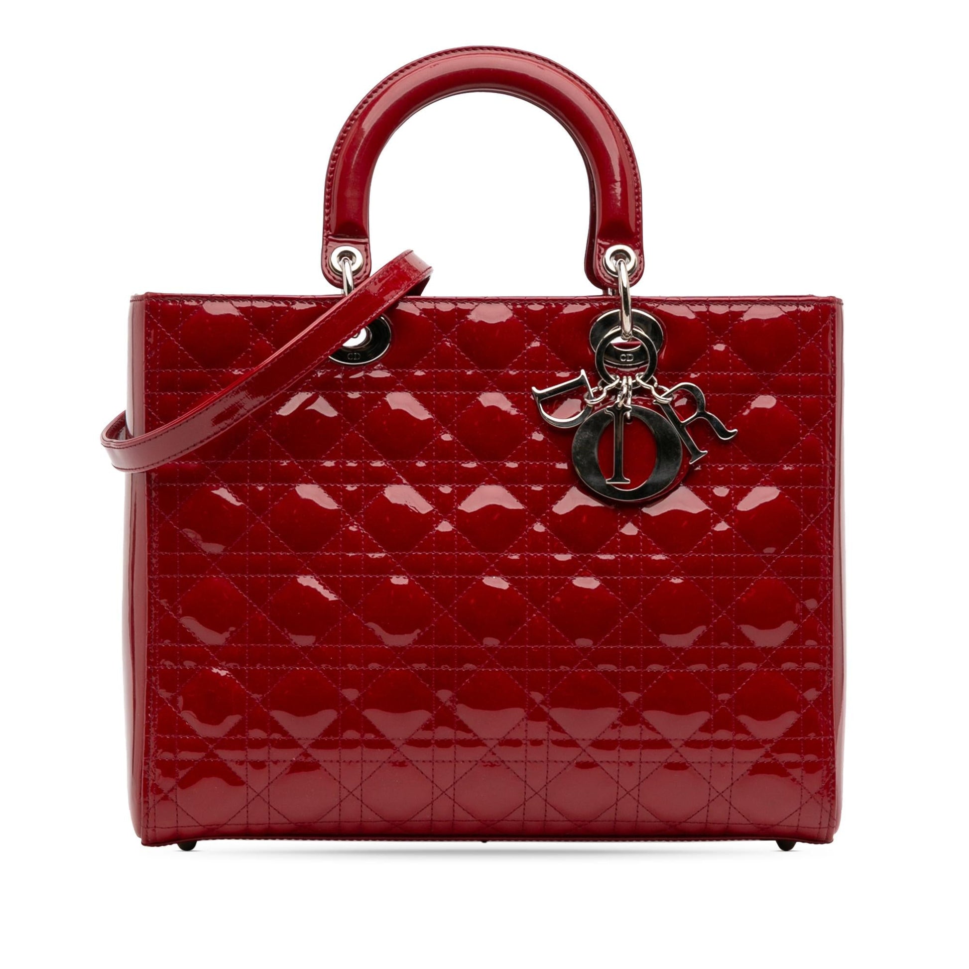 Dior Cannage Lady Satchel Bag Patent Large Lady Dior 6