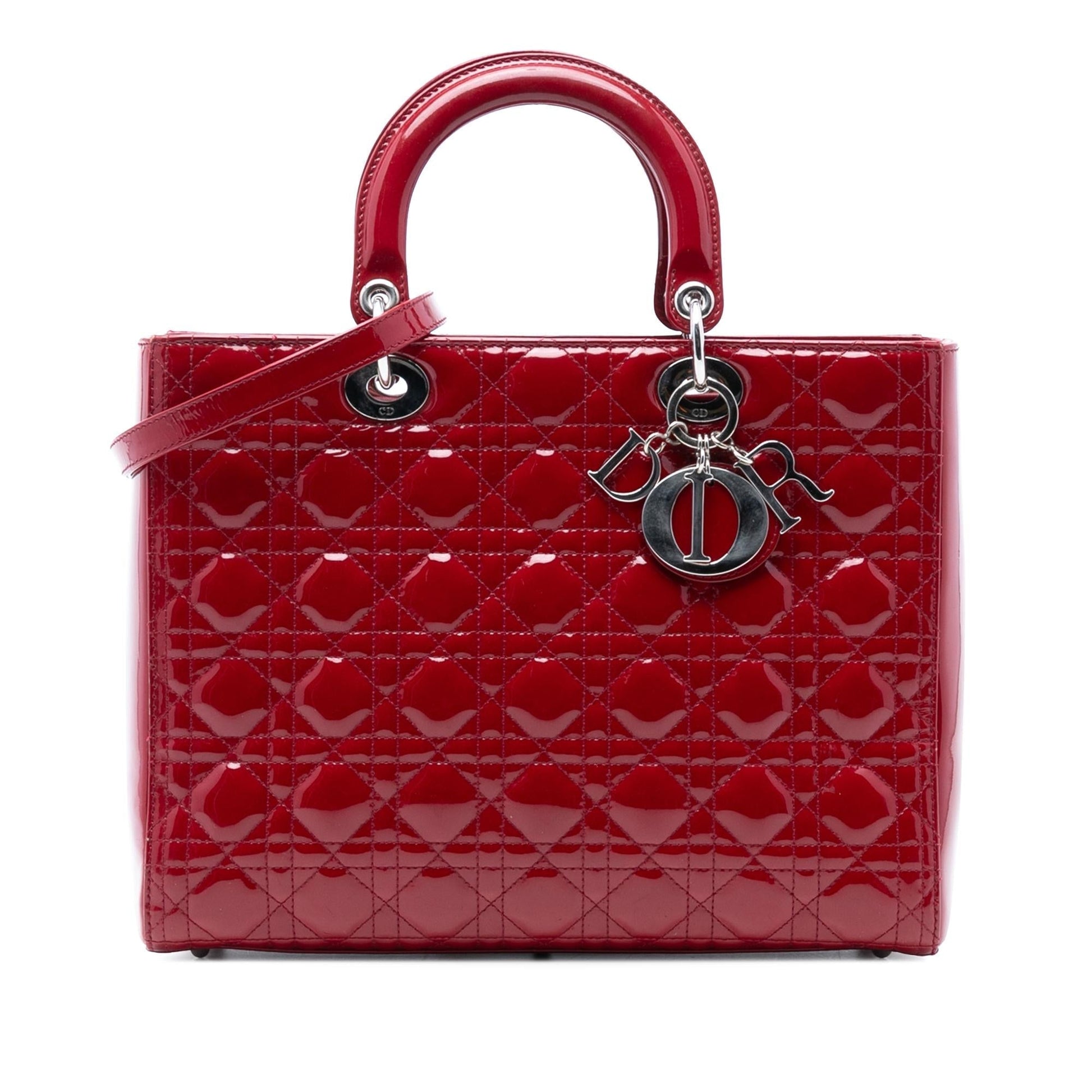 Dior Cannage Lady Satchel Bag Patent Large Lady Dior 7