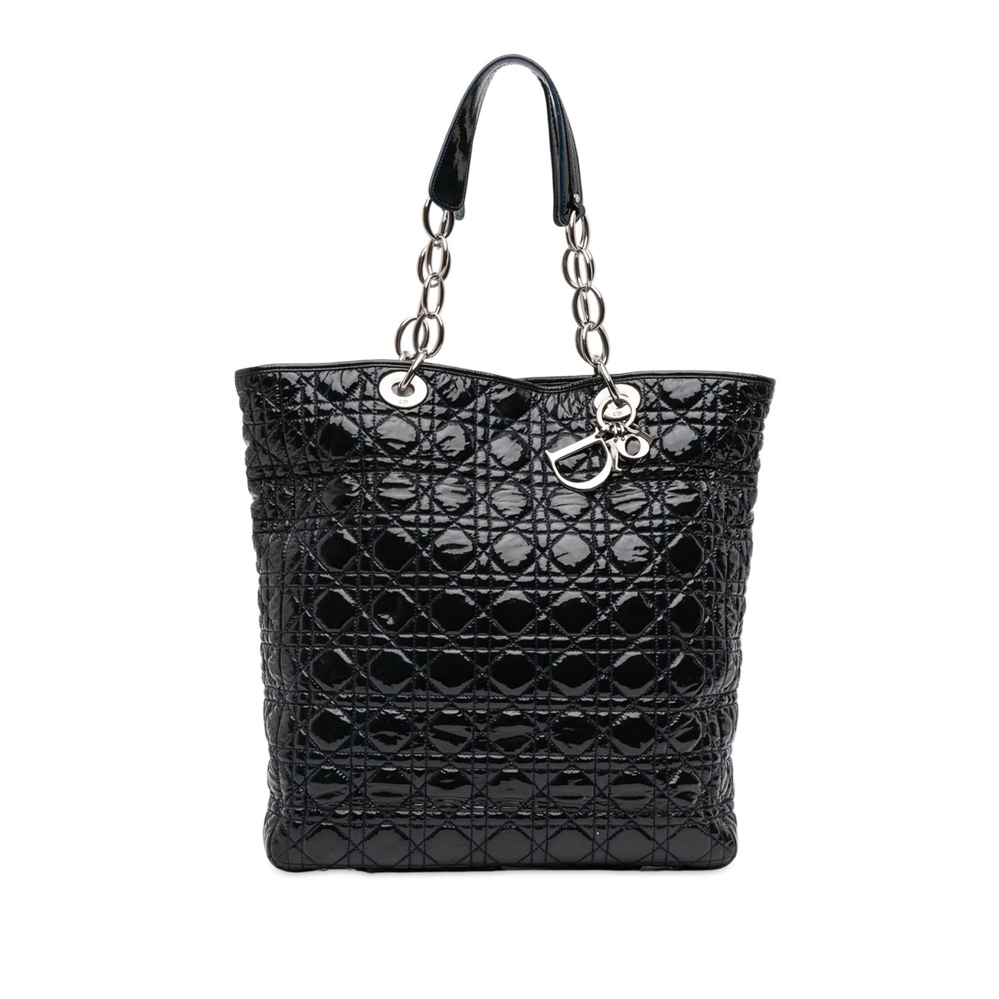Dior Cannage Soft Shopper Tote Patent Large Tote Bag
