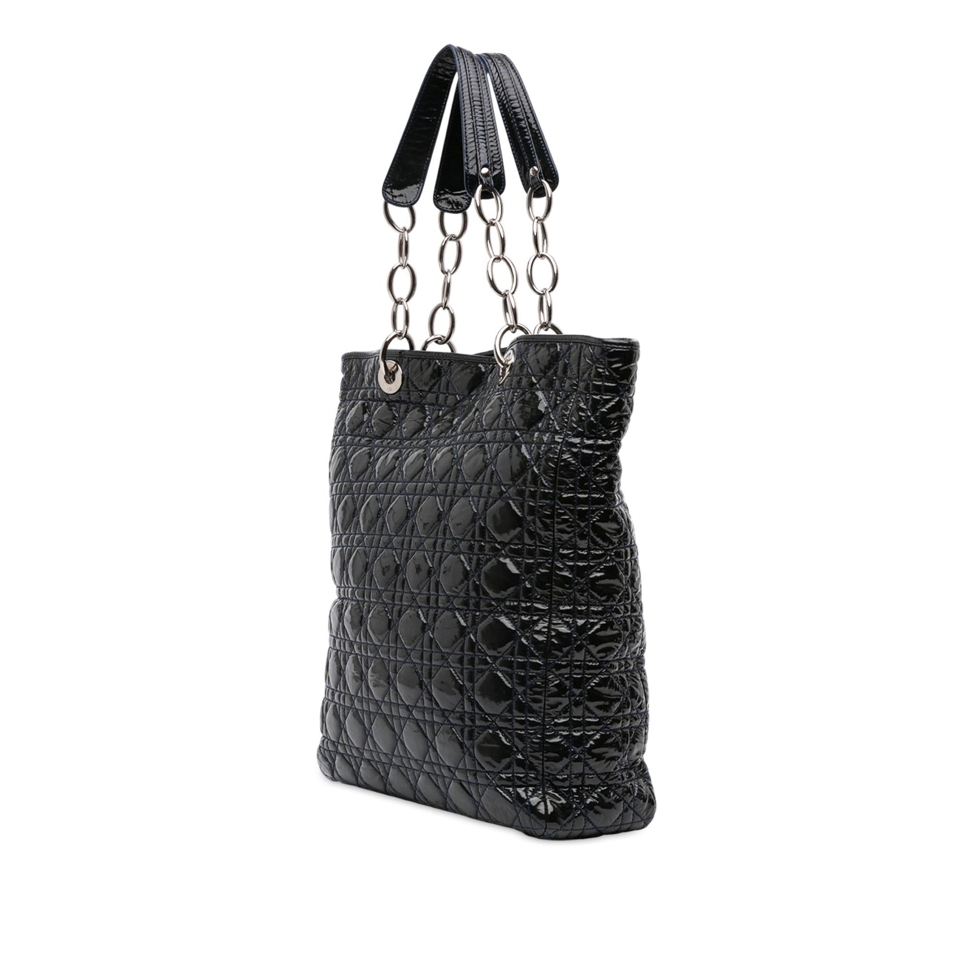 Dior Cannage Soft Shopper Tote Patent Large Tote Bag