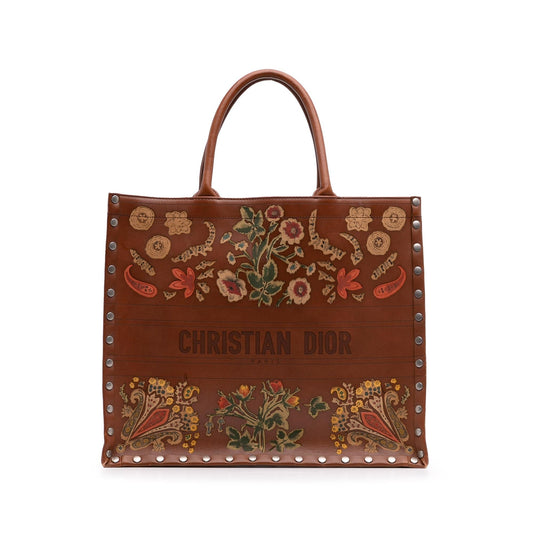 Dior Studded Floral Book Tote Leather Large Embroidered Tote Bag Book Tote 1