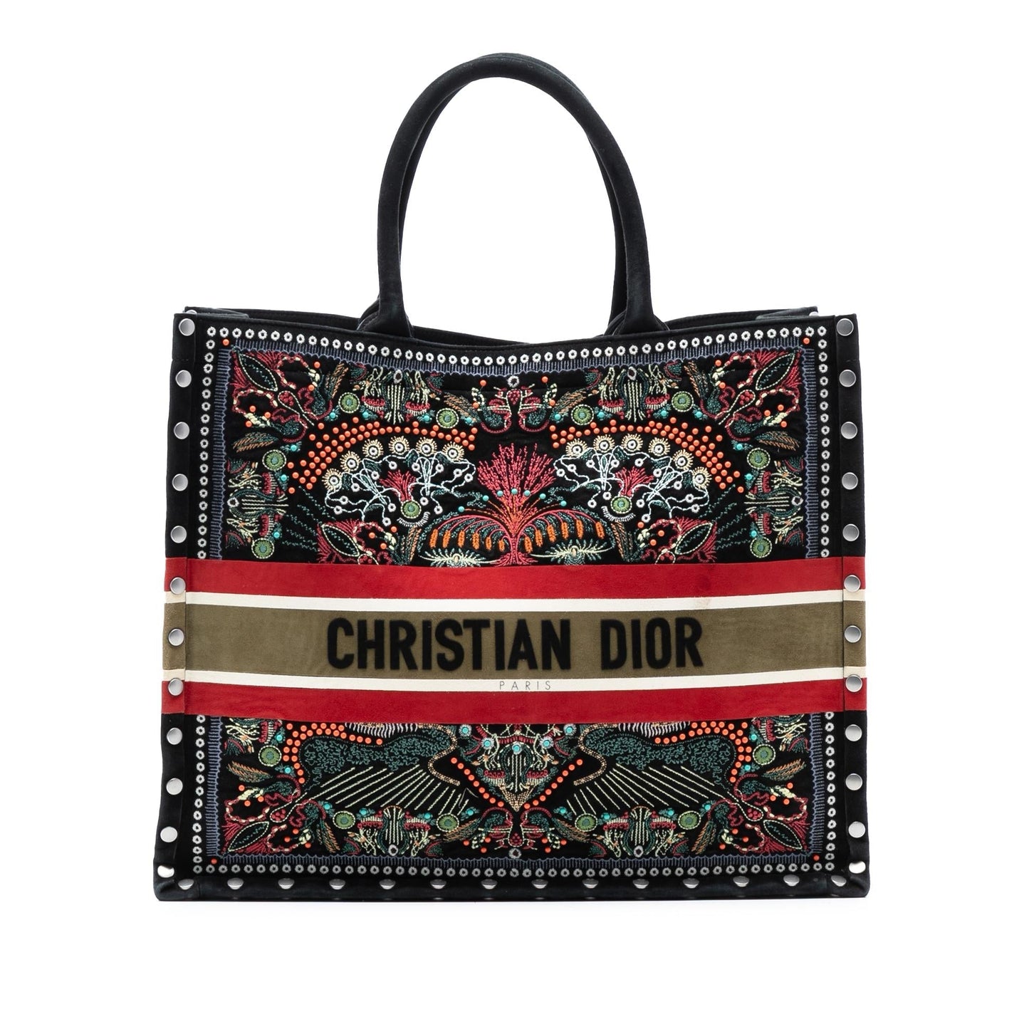 Dior Studded Velvet Heart Lights Book Tote Large Embroidered Tote Bag