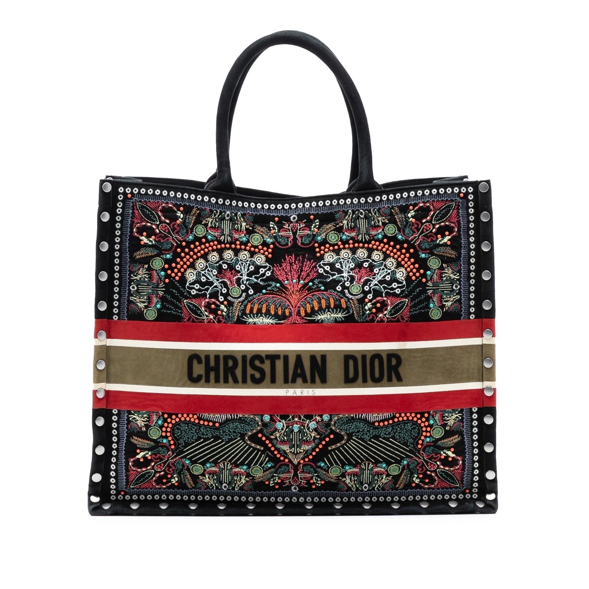 Dior Studded Velvet Heart Lights Book Tote Large Embroidered Tote Bag