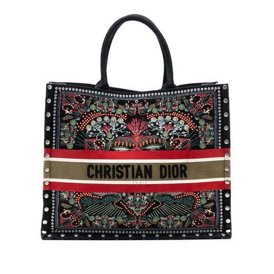 Dior Studded Velvet Heart Lights Book Tote Large Embroidered Tote Bag