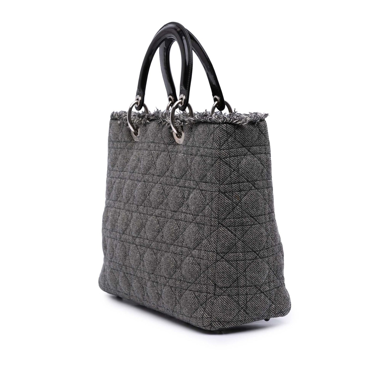 Dior Tweed Cannage Lady Satchel Bag Large