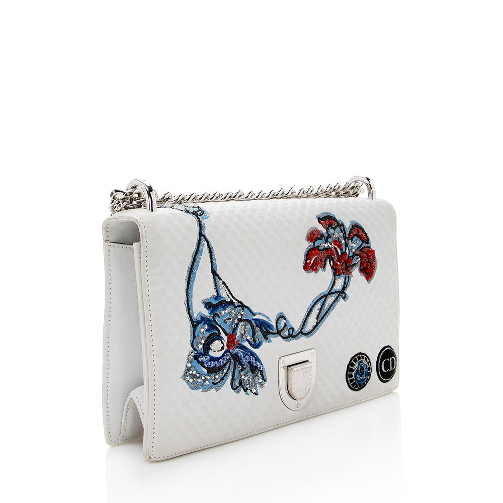 Dior ama Shoulder Bag Shf Leather Embroidered Flap