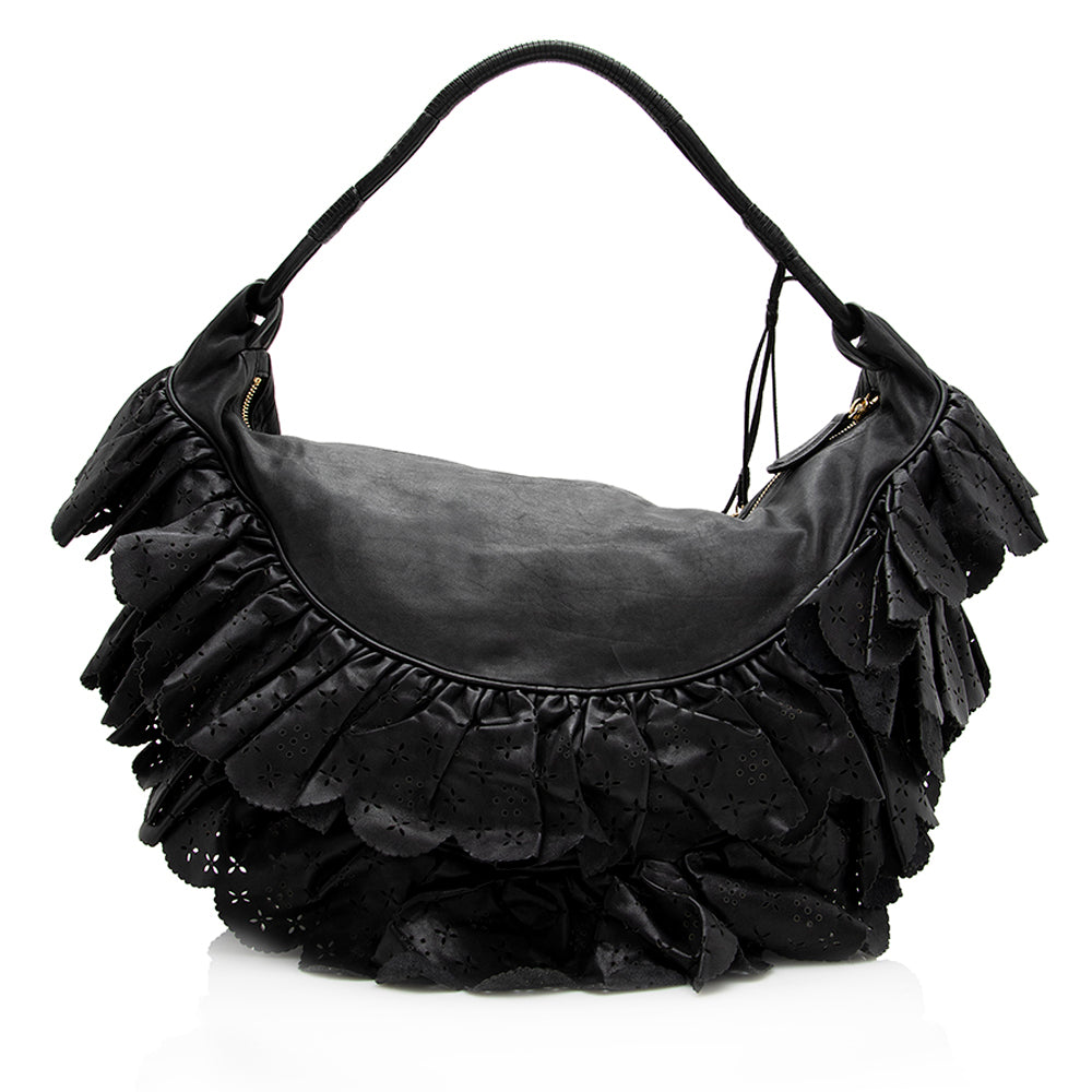 Dior Gypsy Ruffles Hobo Shf Leather Large Shoulder Bag